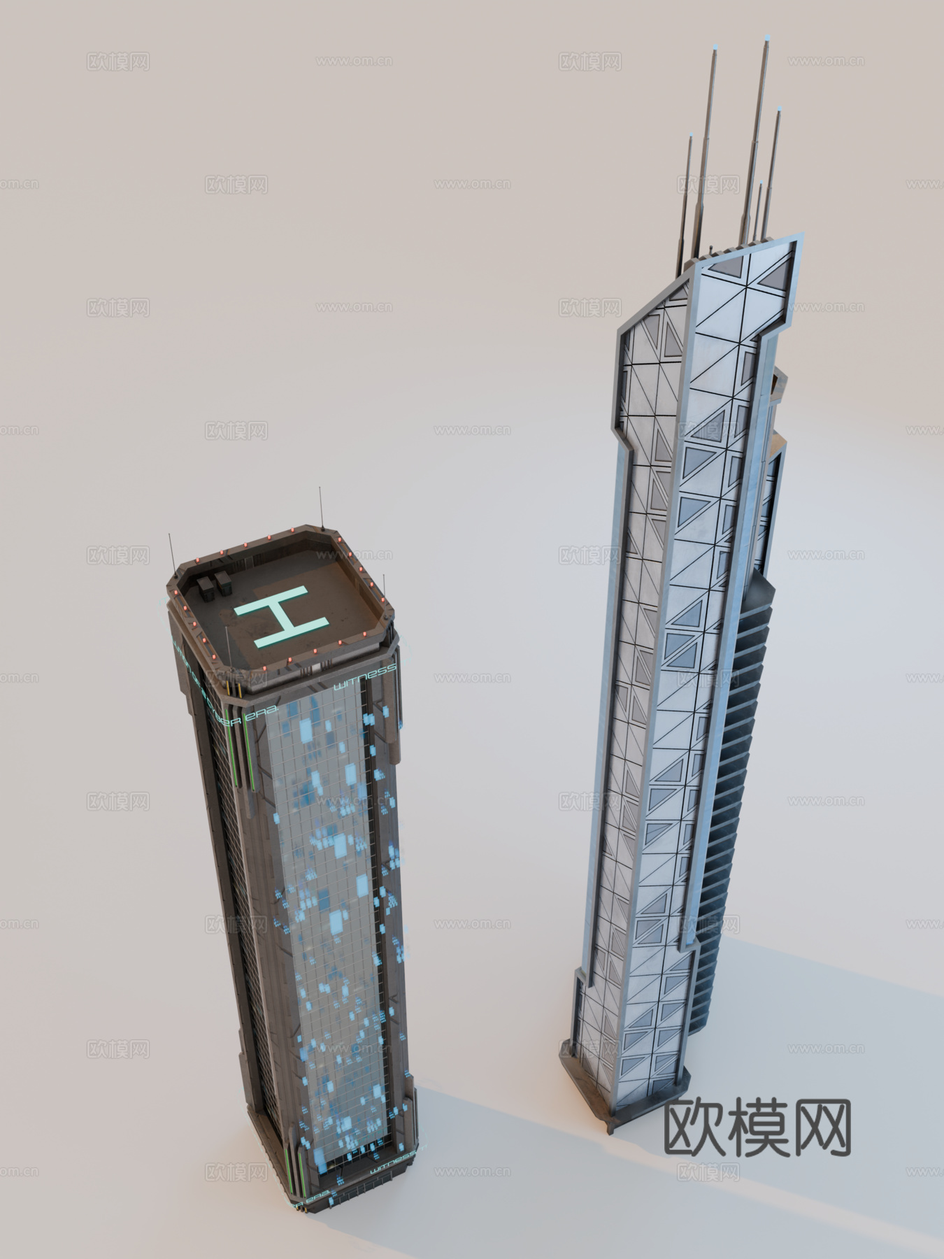 赛博朋克建筑 科幻建筑 商业街建筑 工业建筑 城市街道建筑su模型