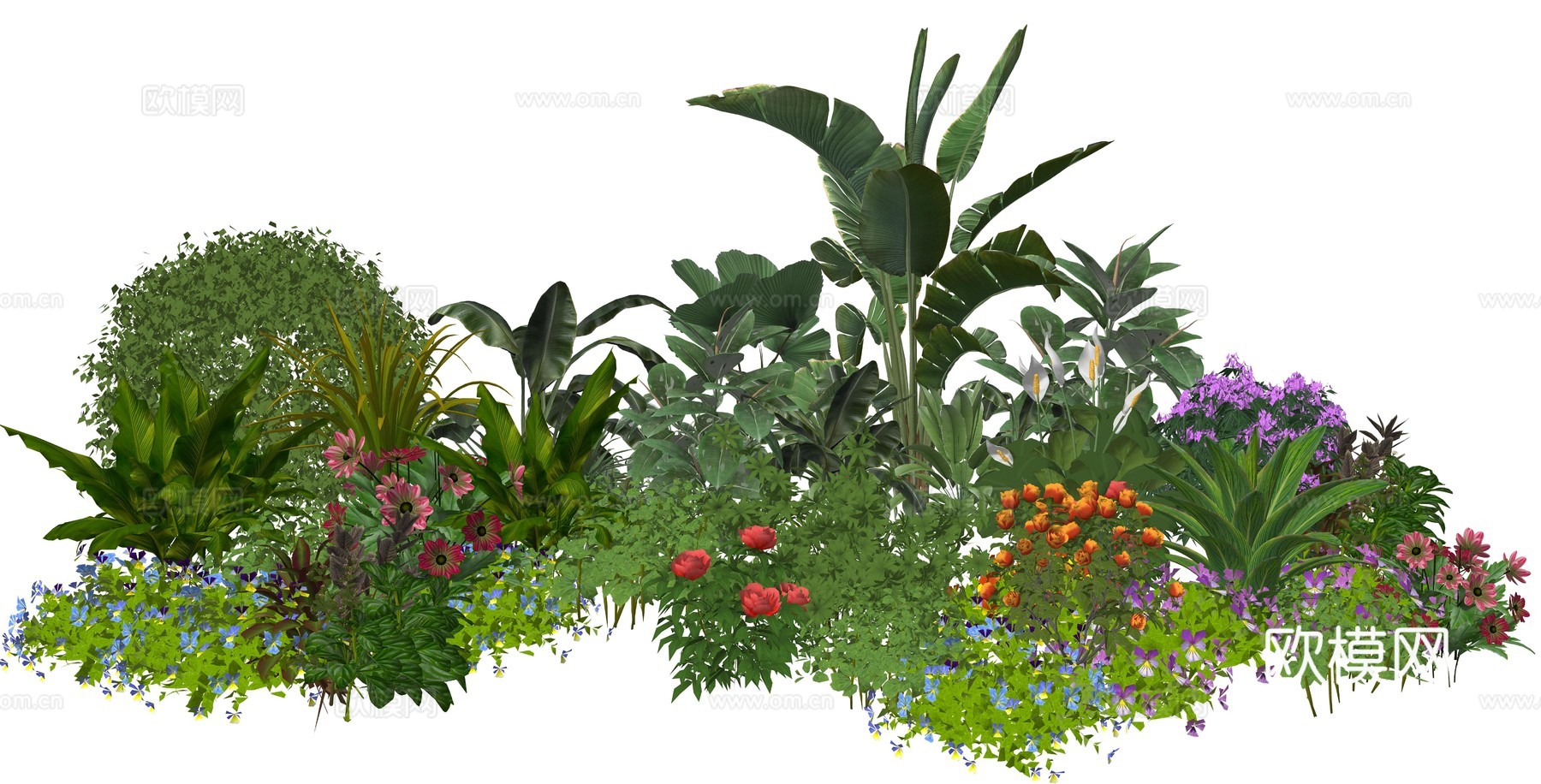 现代庭院植物花卉组合su模型