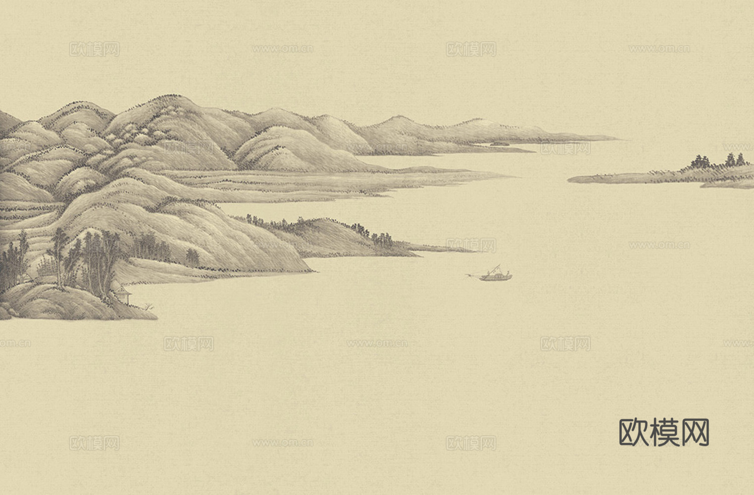 中式山水壁画壁纸