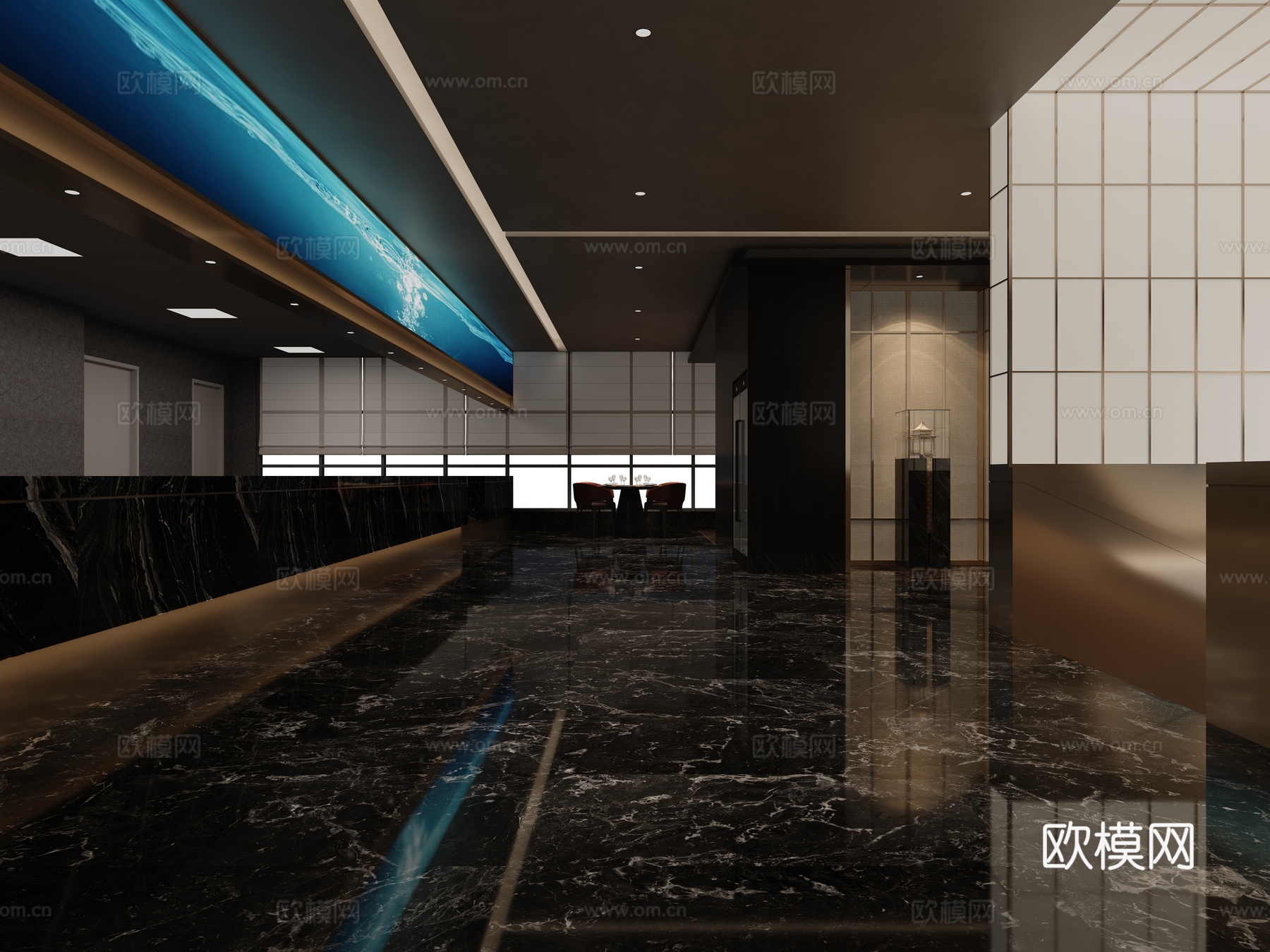 新中式过道餐厅过道景观造景3d模型下载（渲染图5）