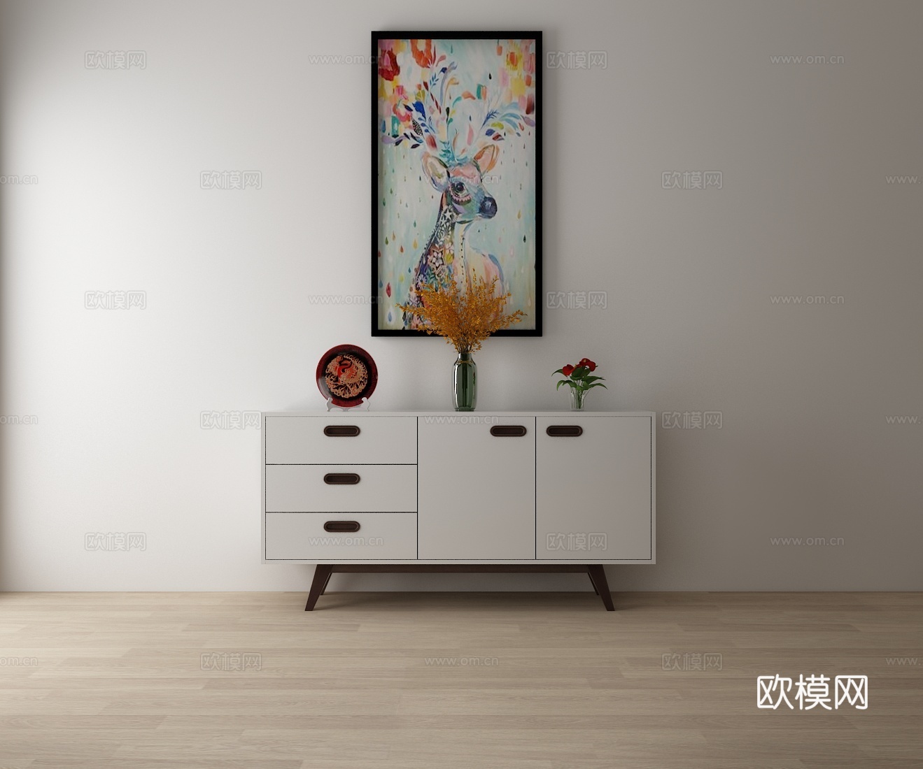 北欧现代 玄关柜 餐边柜 装饰柜 鞋柜 储物柜 边柜 装3d模型下载（渲染图2）