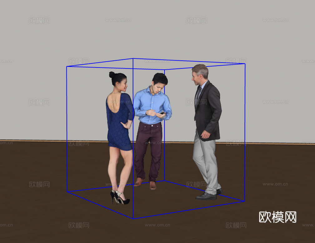多人聚会su模型下载（渲染图2）