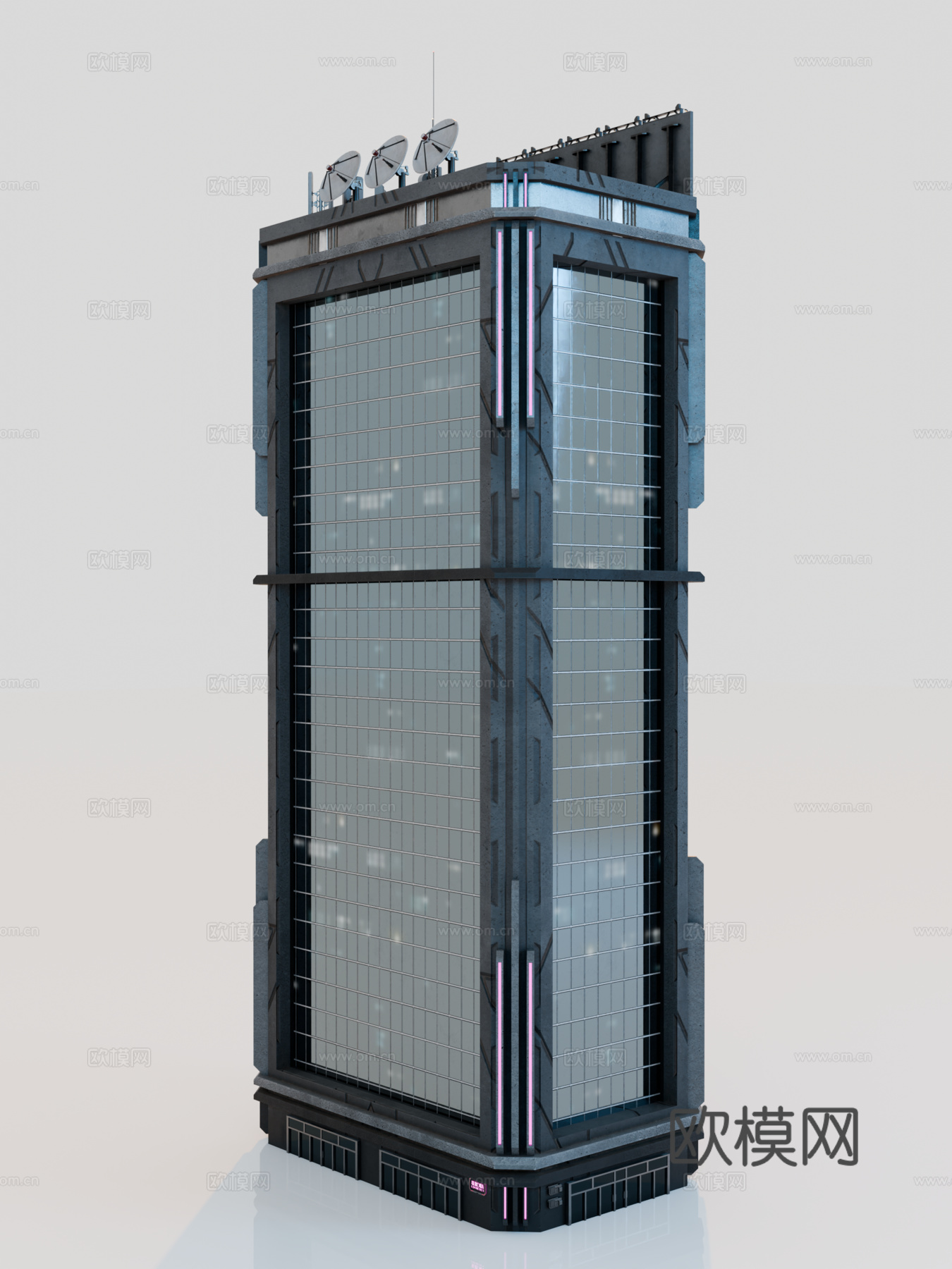 赛博朋克建筑 科幻建筑 商业街建筑 工业建筑 城市街道建筑su模型