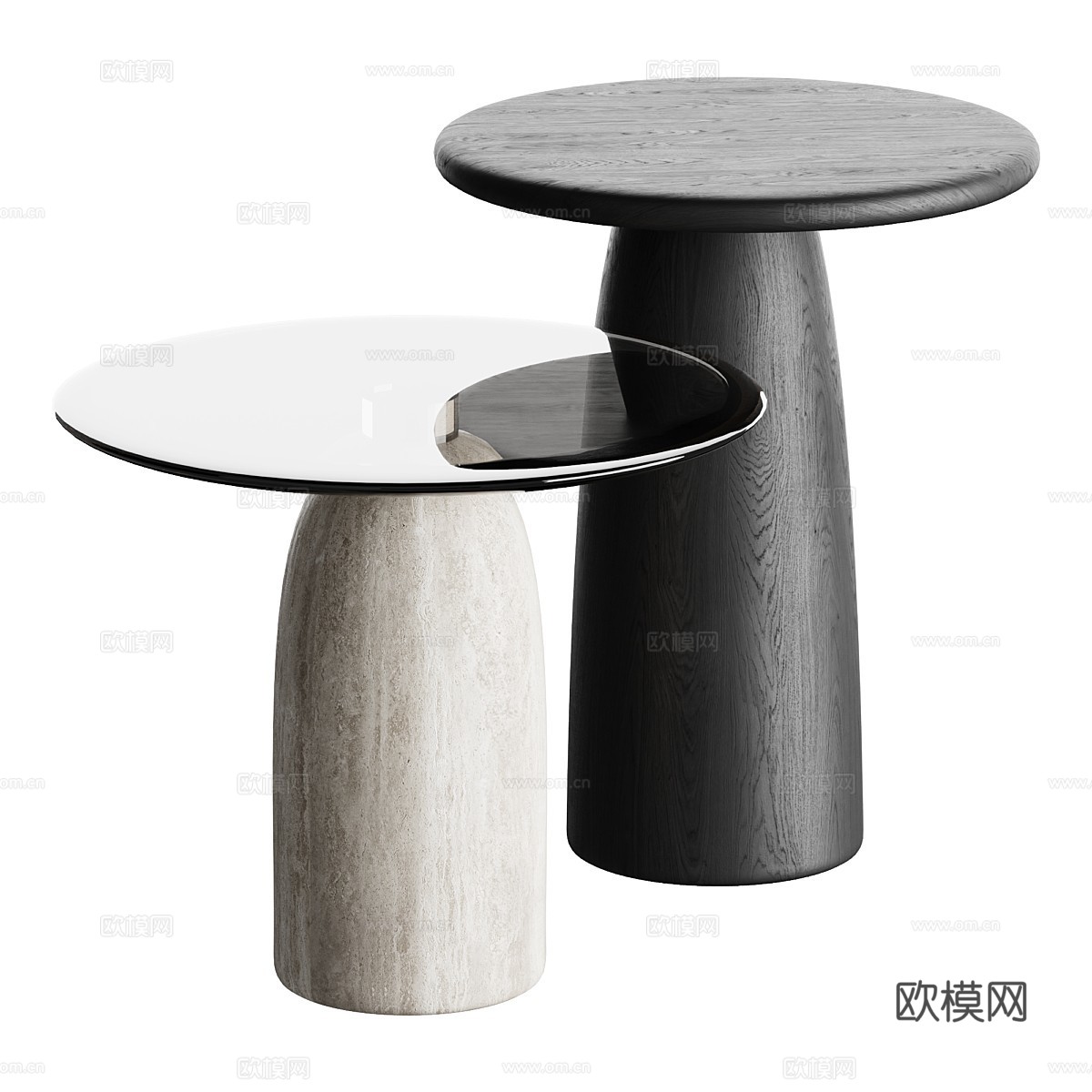 现代意式圆边几组合3d模型下载（渲染图2）