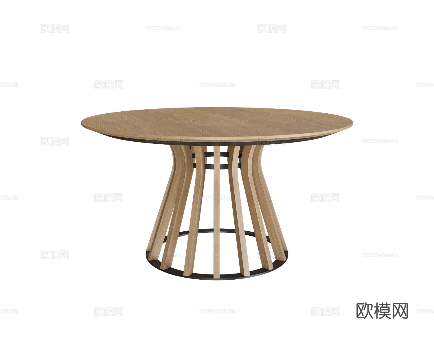 Anesis 原木风圆餐桌3d模型下载