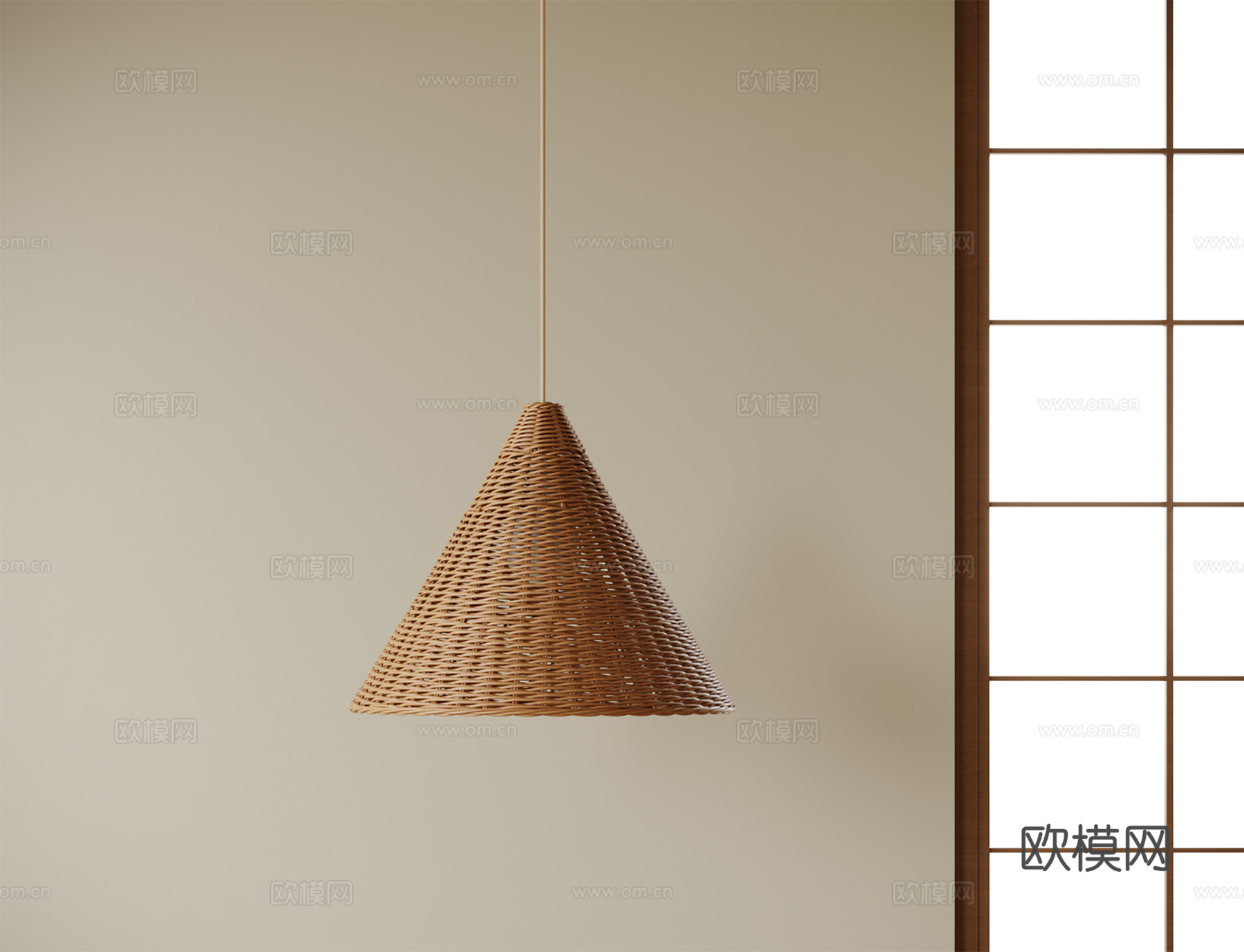 现代藤编吊灯 床头吊灯 吧台吊灯su模型