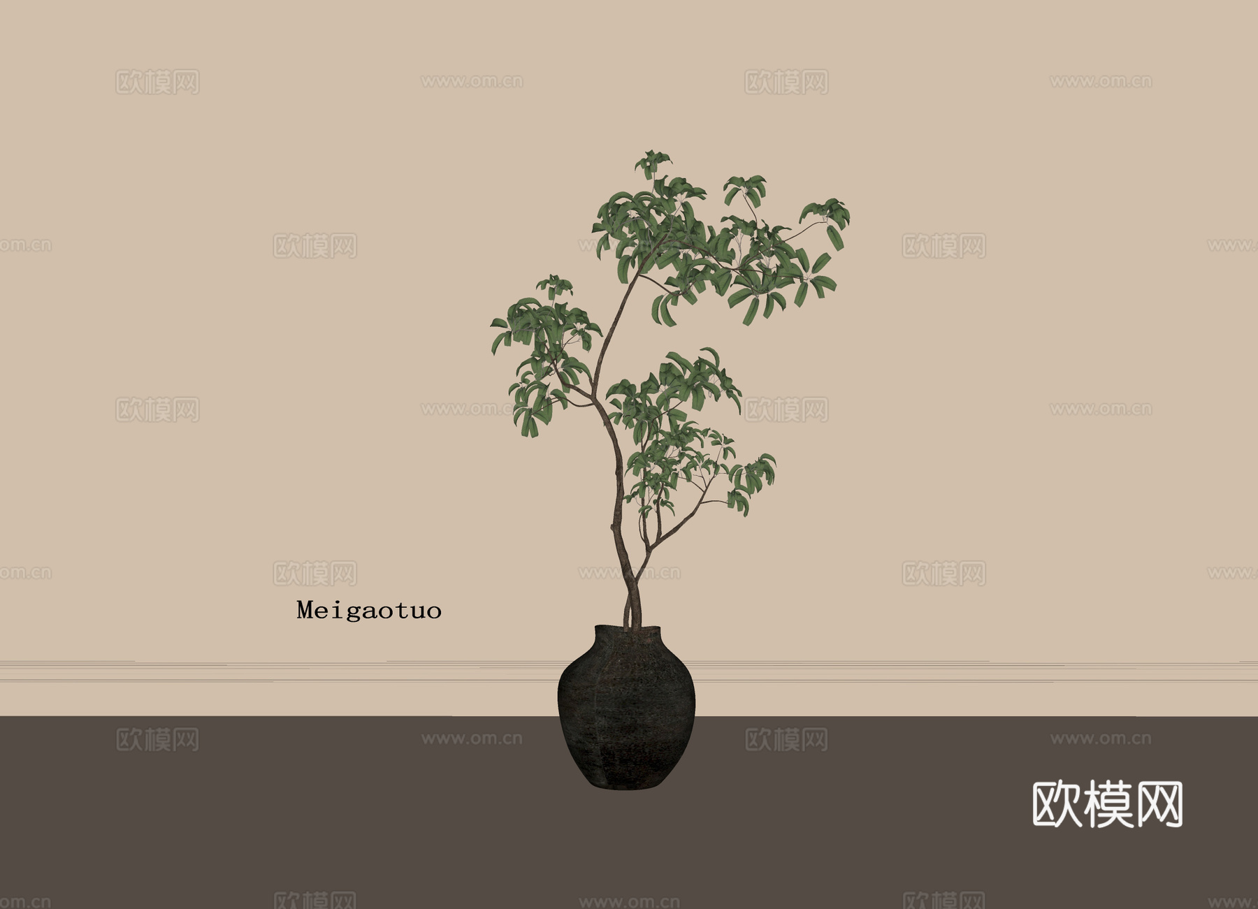 现代盆栽盆景 绿植 植物摆件su模型