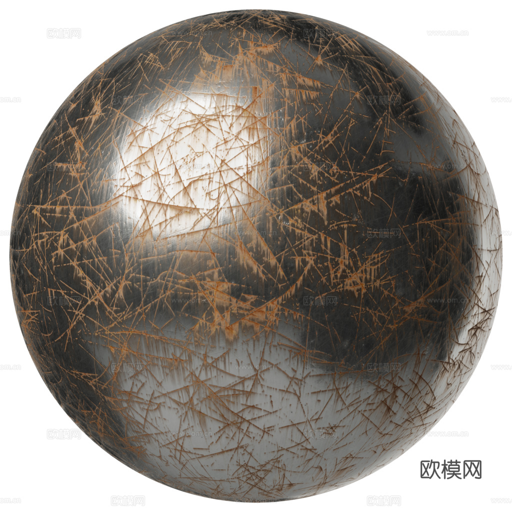 无缝做旧划痕铁锈金属面板 PBR材质贴图 2k