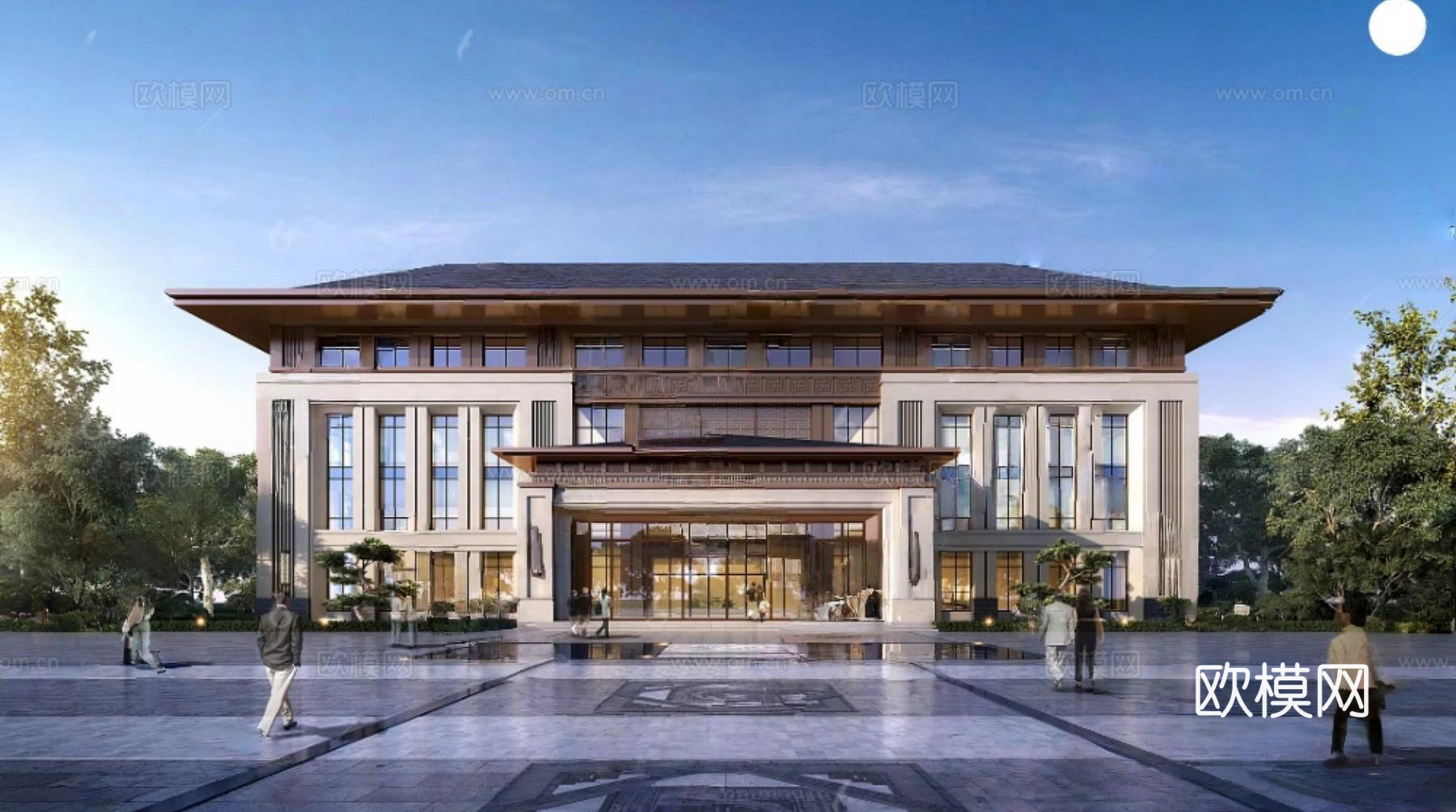 新中式办公楼3d模型下载