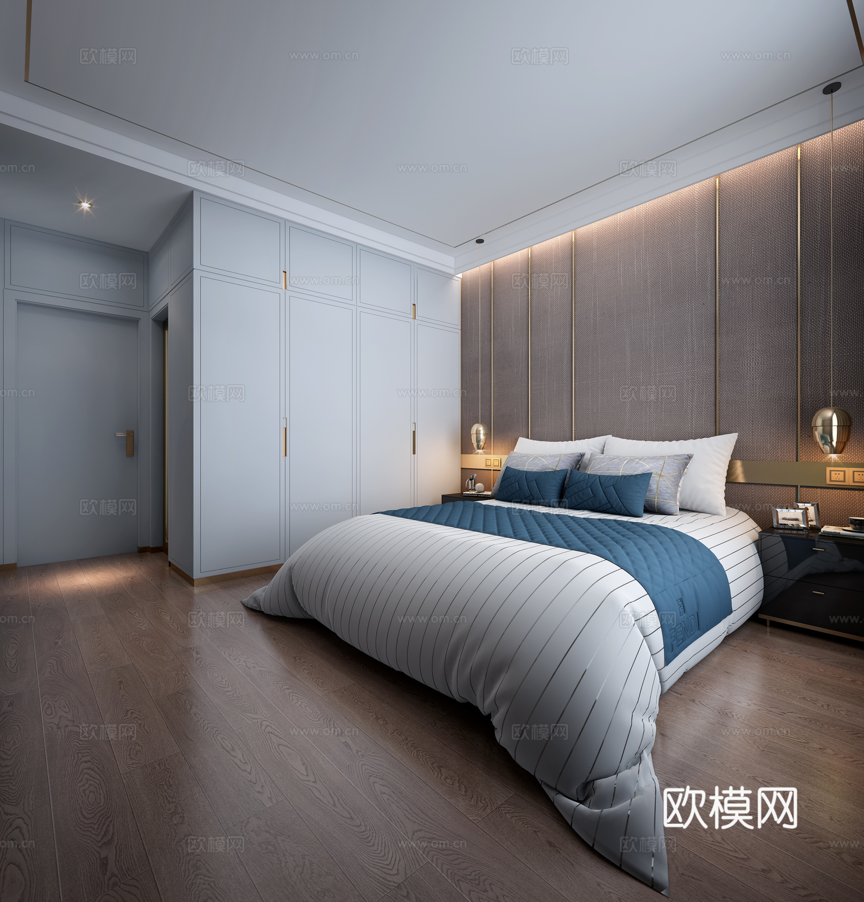 后现代港式主卧室酒店套房3d模型