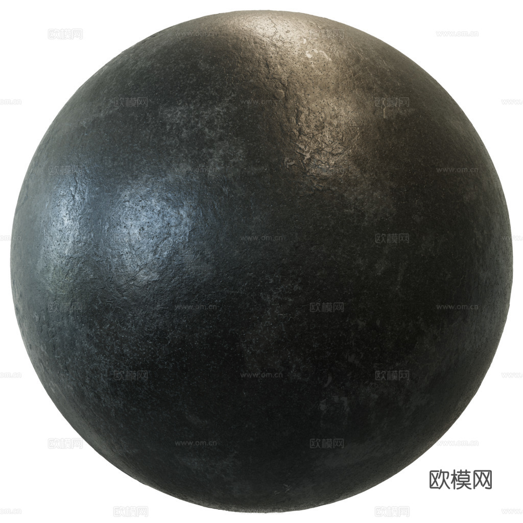 无缝哑光金属板钢板铁黑色 PBR材质贴图 1k