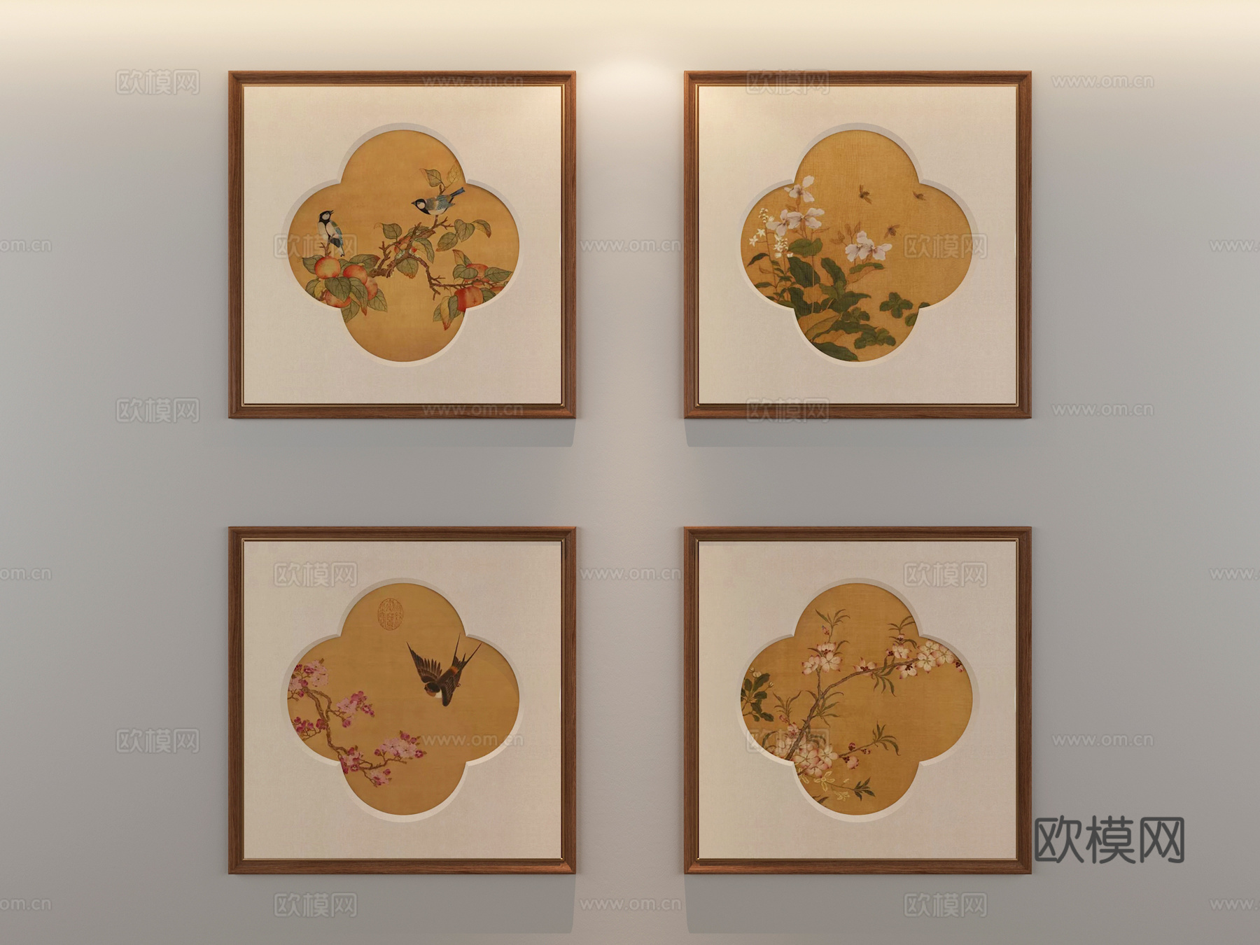 组合画 中式组合画 宋式美学组合画su模型