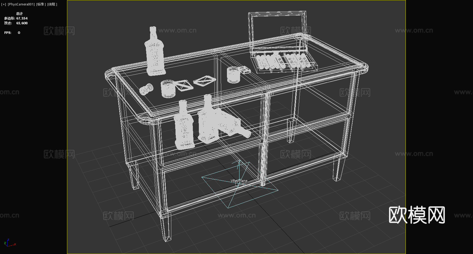 吧台桌 酒柜桌 实木桌 储物桌 复古桌3d模型下载（渲染图6）
