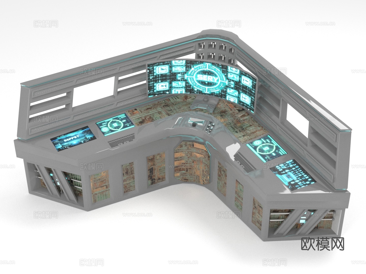 控制台 飞船驾驶舱 未来科技 科幻风格 多功能操作台3d模型下载（渲染图1）