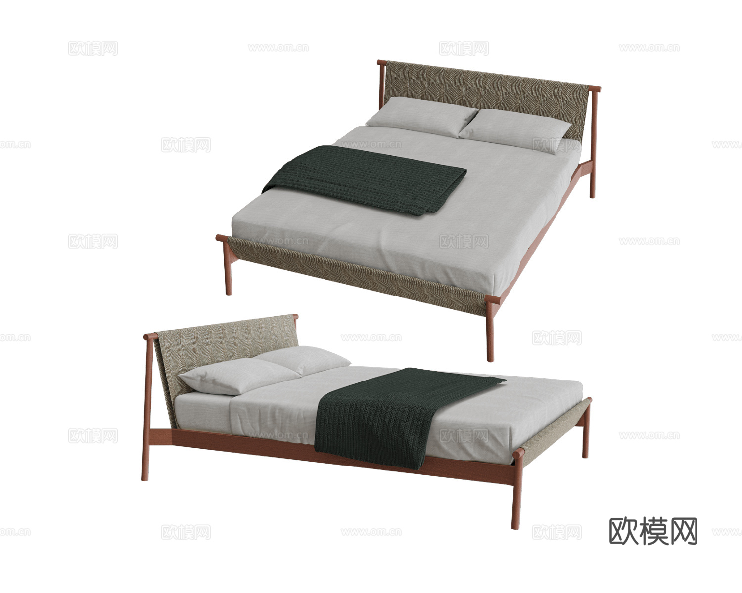 Bolzan 原木风双人床3d模型下载