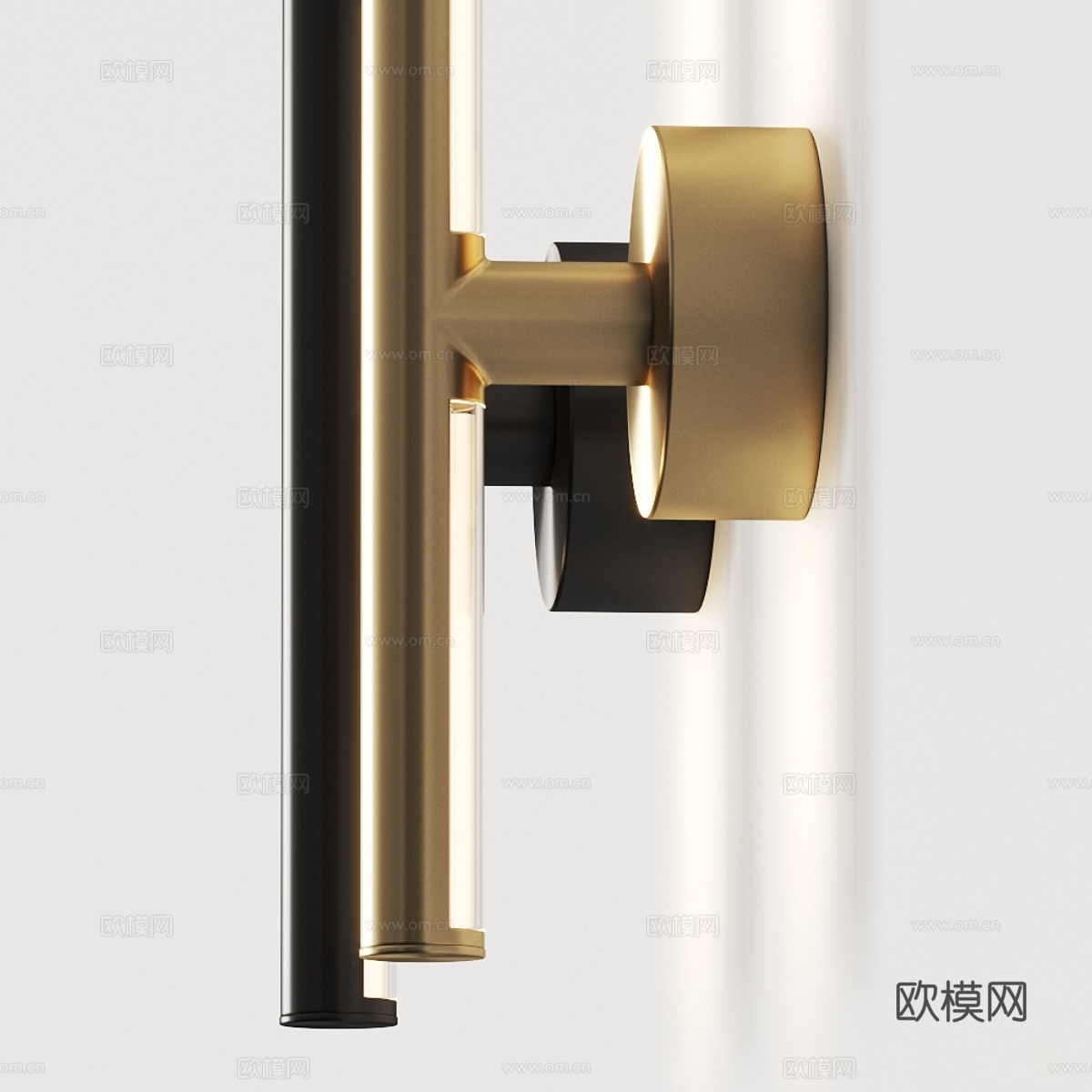 现代轻奢长条金属壁灯3d模型下载（渲染图2）