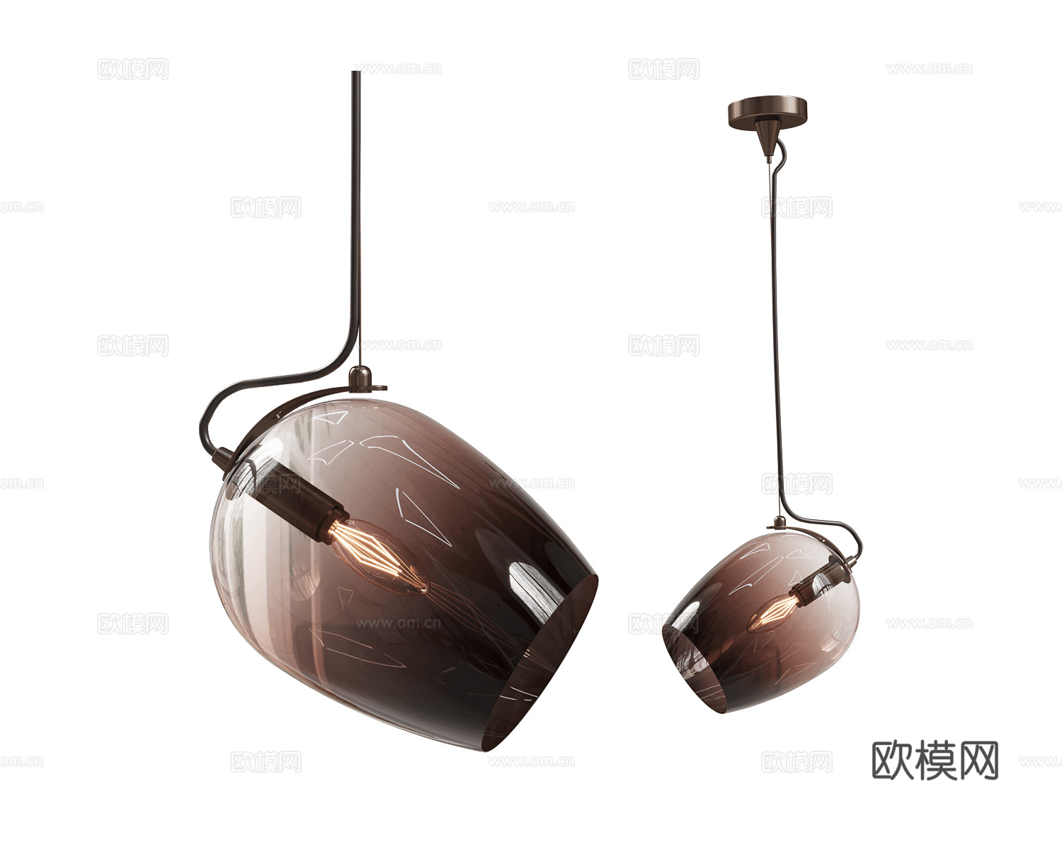Italamp 茶色玻璃吊灯3d模型下载