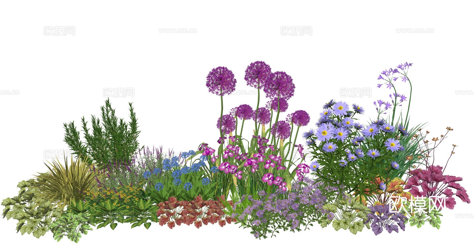现代庭院植物堆景观组合su模型
