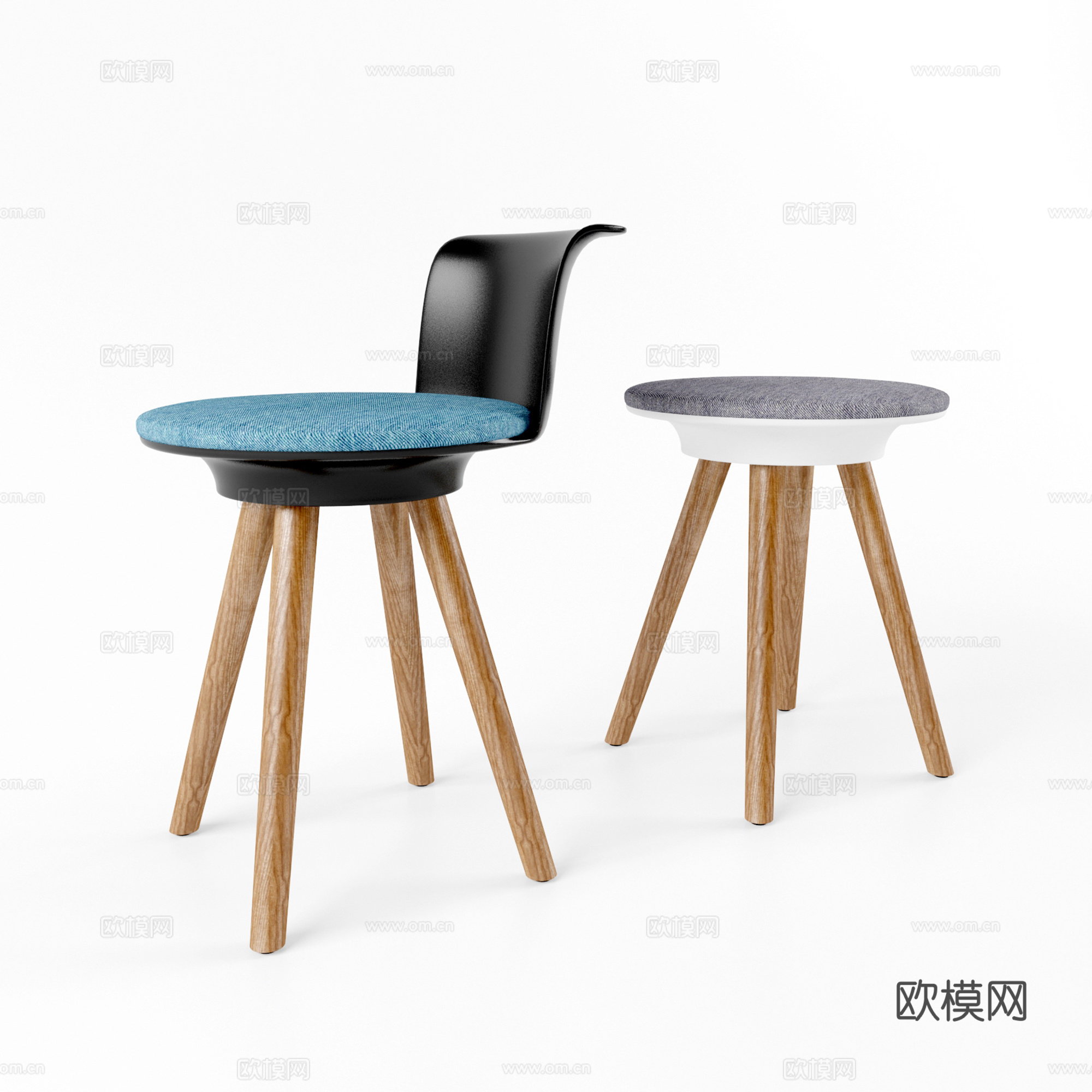 现代休闲椅  儿童凳子  圆凳 简易单椅su模型