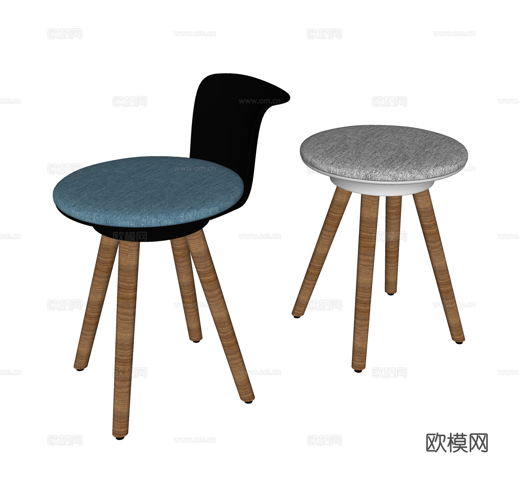 现代休闲椅  儿童凳子  圆凳 简易单椅su模型