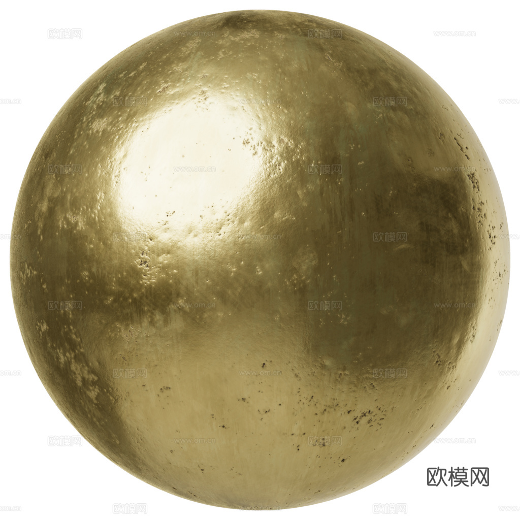 无缝做旧哑光金属面板金黄色 PBR材质贴图 2k