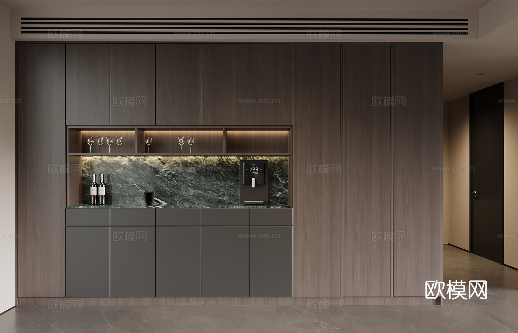 现代意式酒柜 餐边柜su模型
