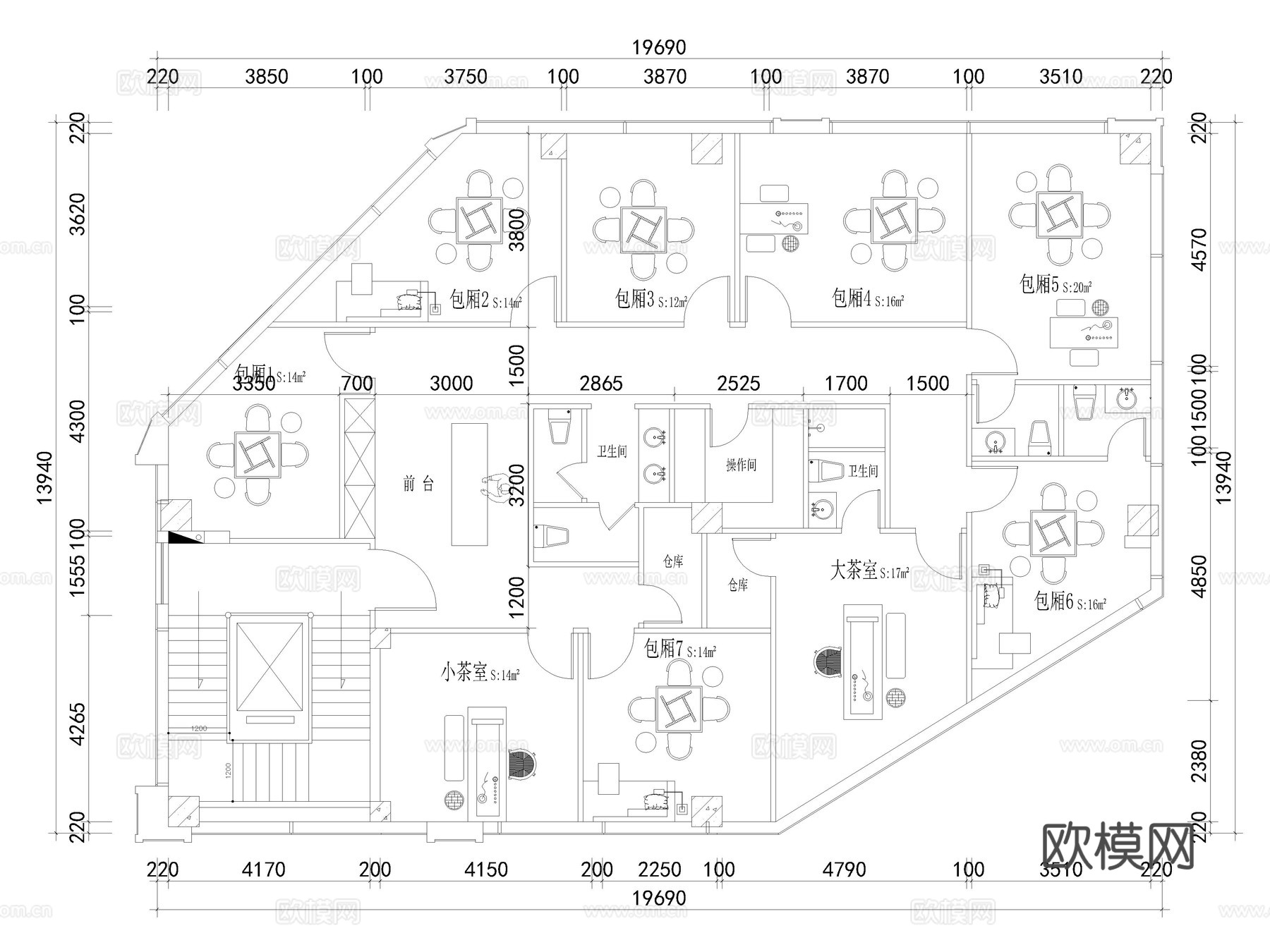 32套棋牌室麻将室CAD图纸cad施工图