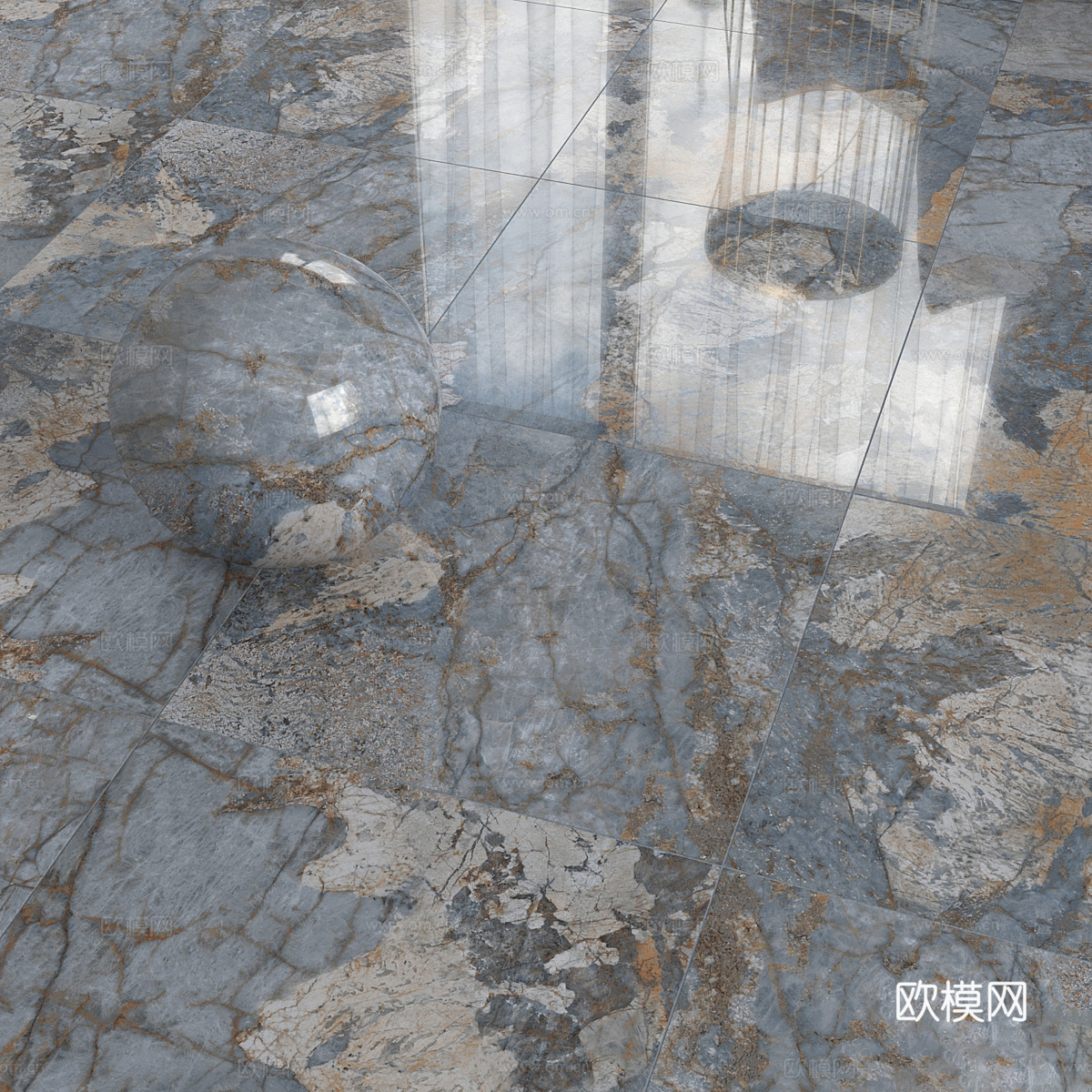 现代轻奢大理石 瓷砖 岩板 马赛克瓷砖3d模型下载（渲染图3）