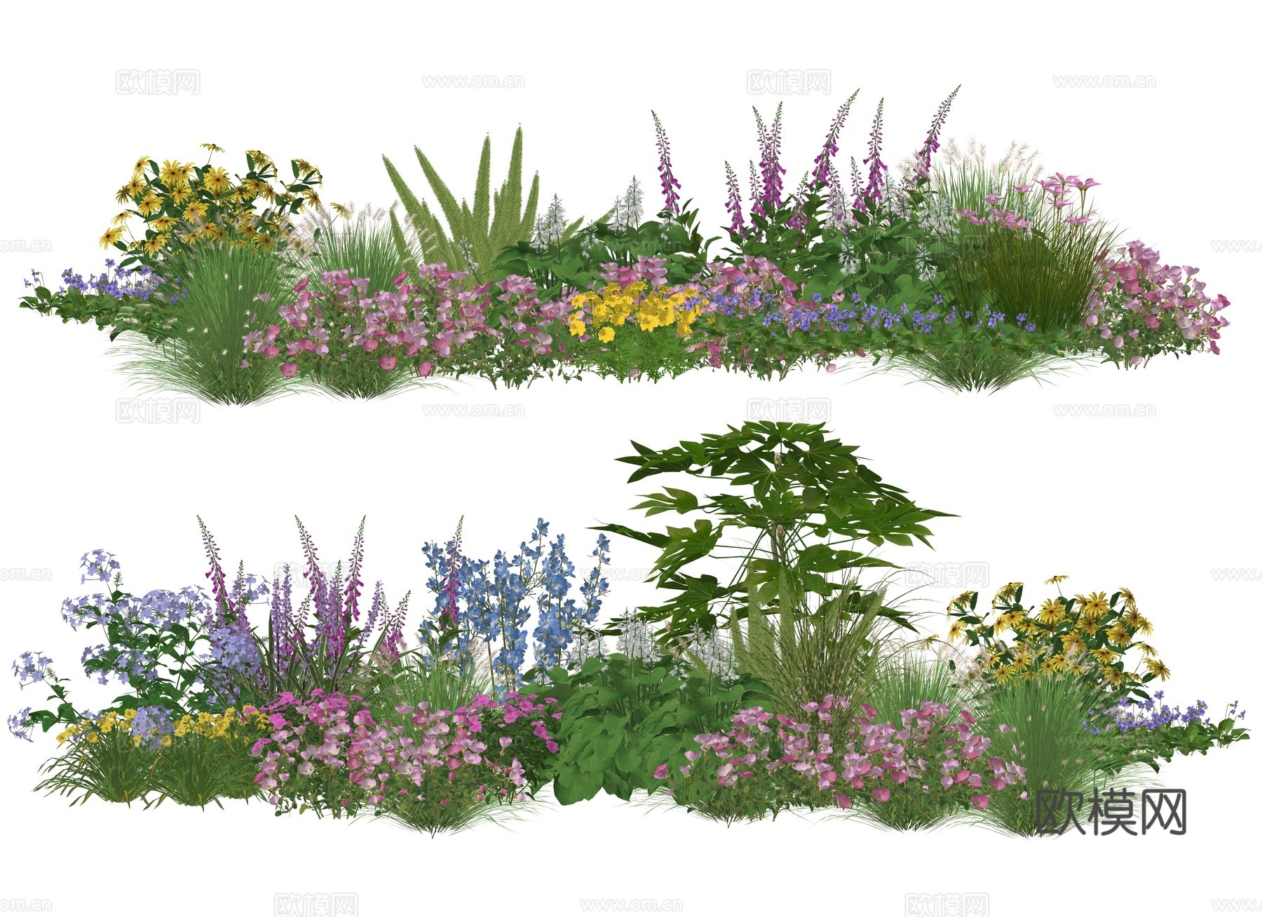 现代庭院植物堆景观组合su模型