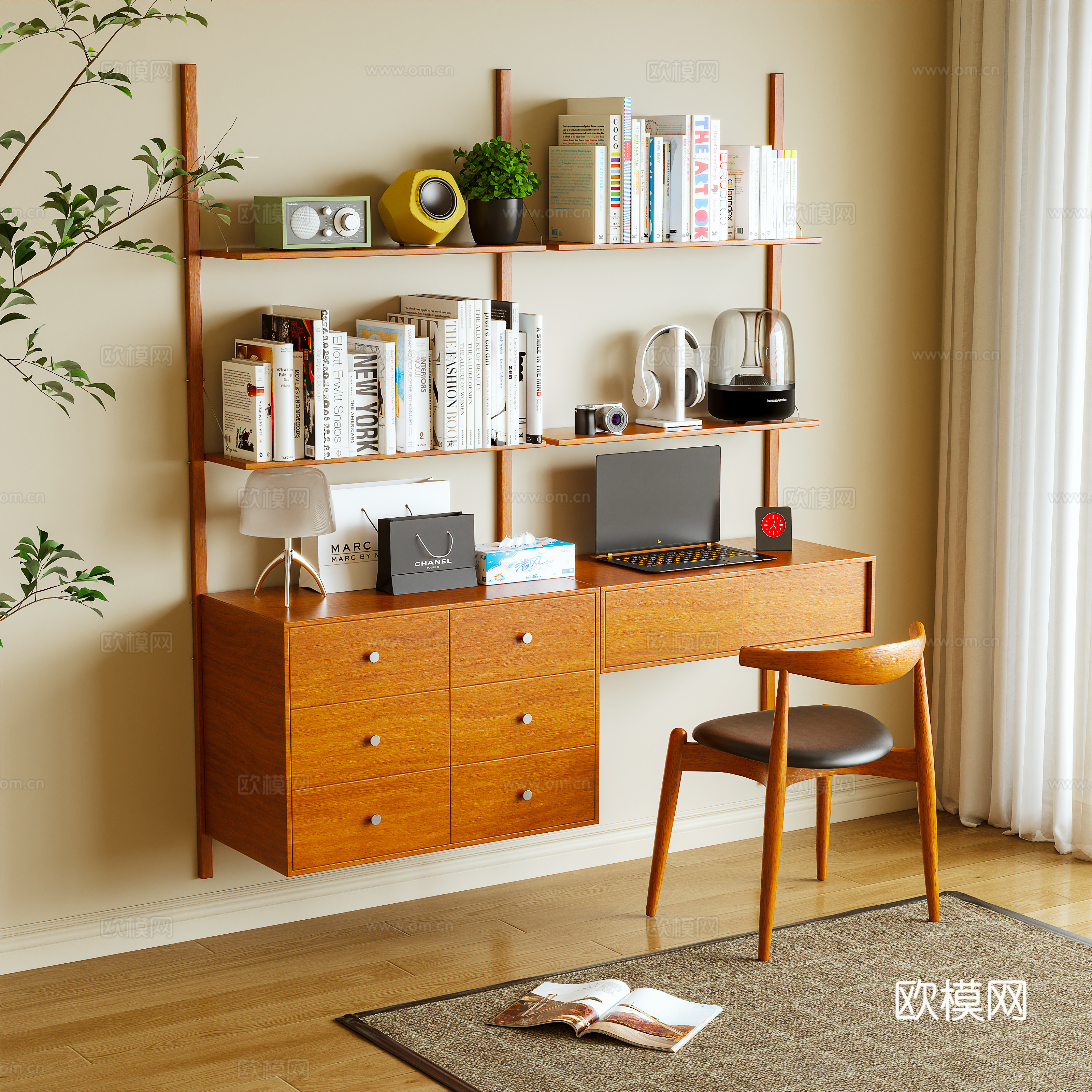 置物架 书架 墙架 书桌3d模型下载