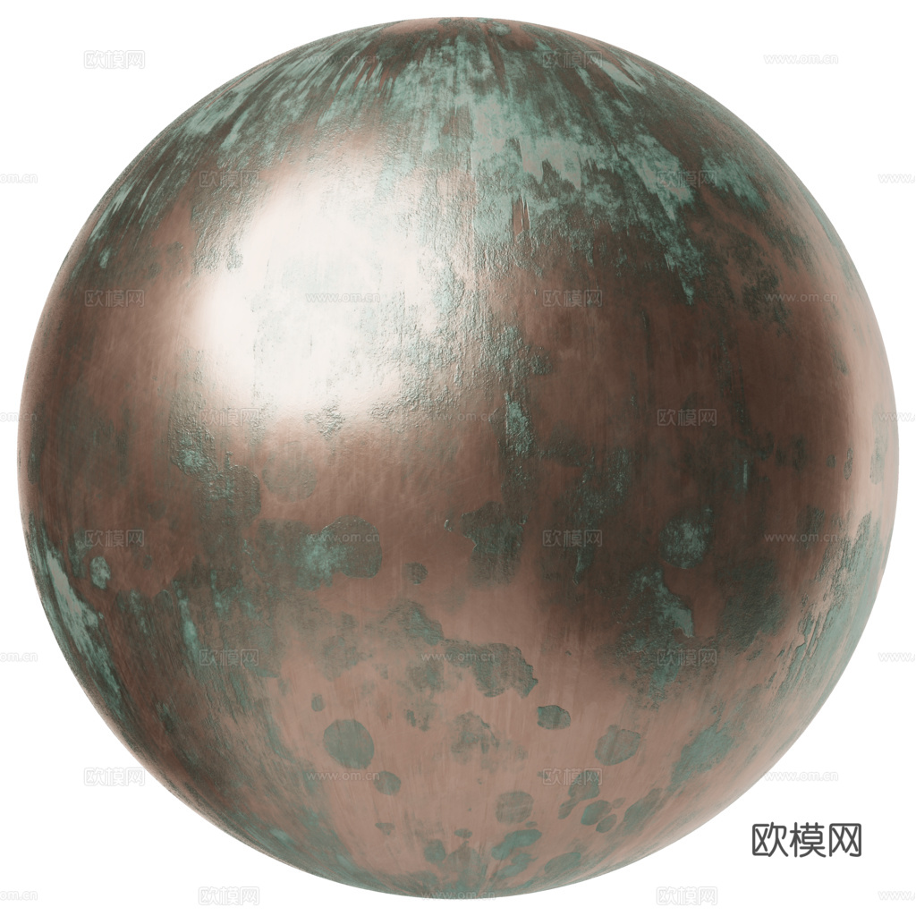 无缝做旧铜锈青铜金属 PBR材质贴图 2k