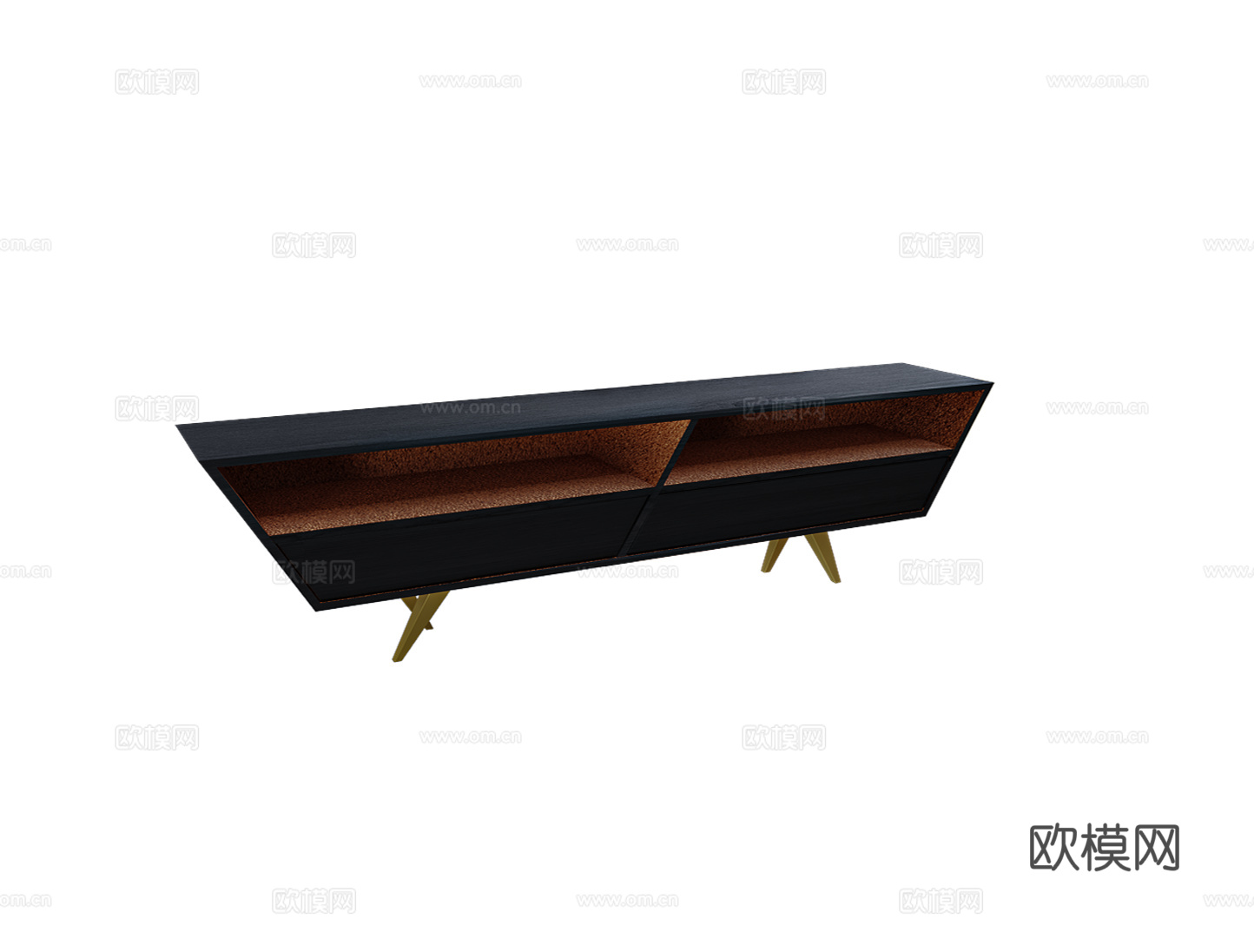 OTQ design 中古风电视柜3d模型下载（渲染图1）