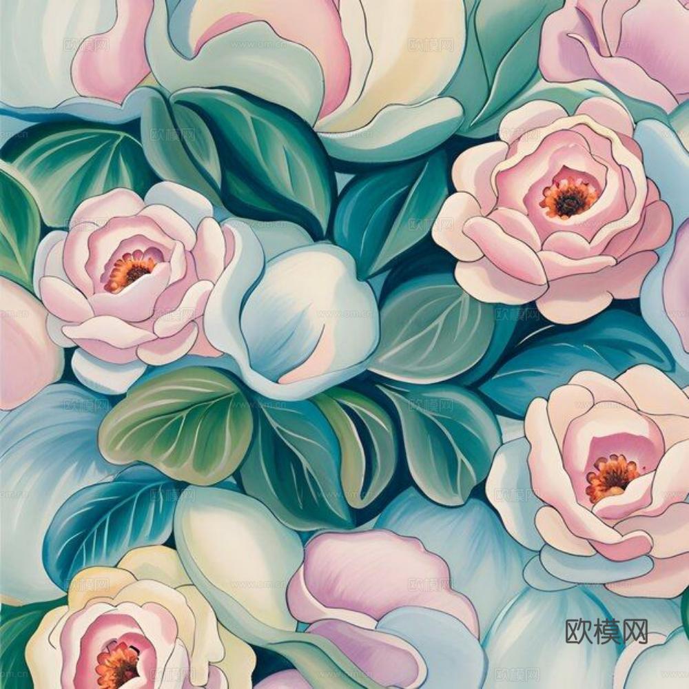 中古美式家居客厅 带动画 中古风壁画下载