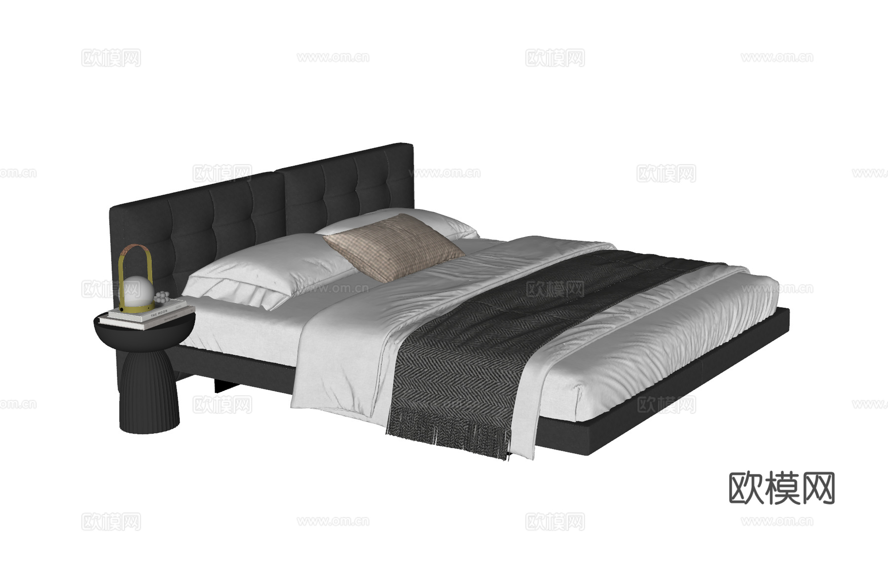MINOTTI 现代双人床 意式双人床 劳伦斯双人床 床品su模型