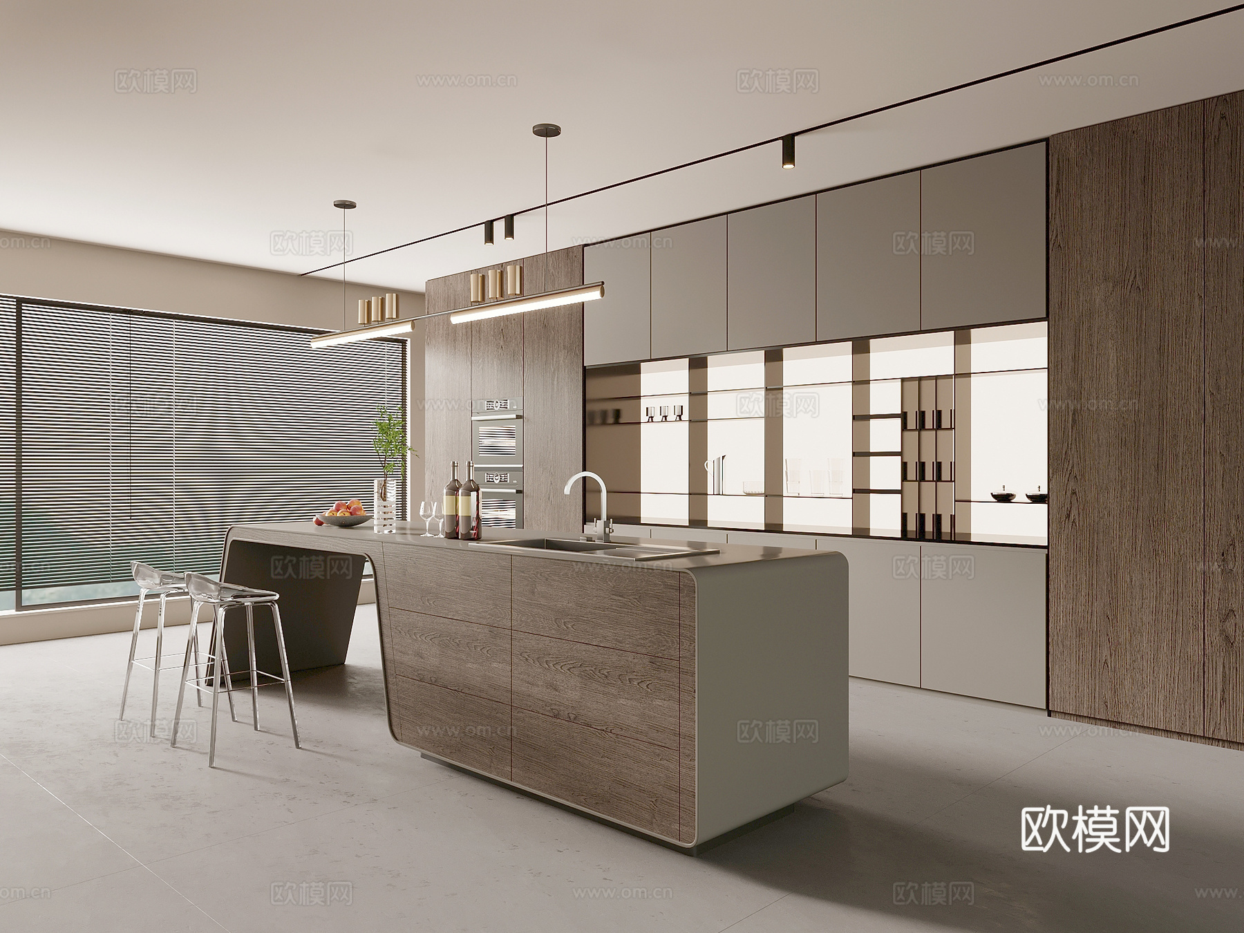 现代意式吧台 岛台3d模型下载