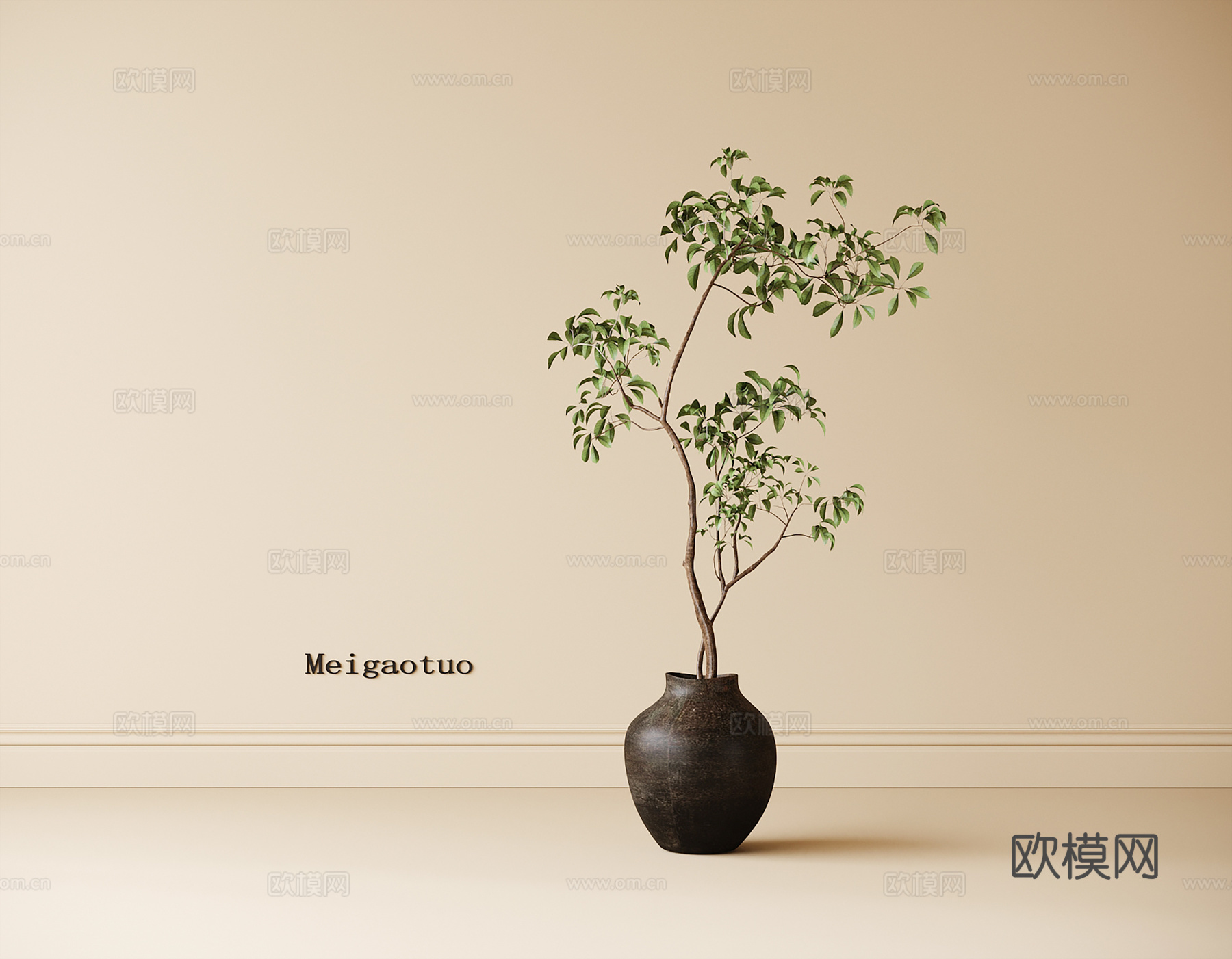 现代盆栽盆景 绿植 植物摆件su模型