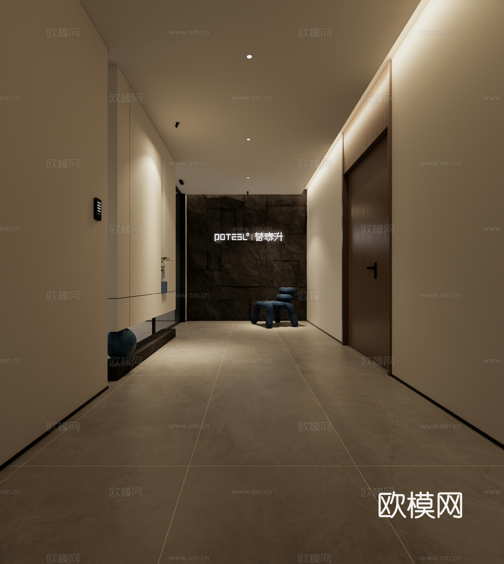 现代企业门厅玄关,开放办公区su模型