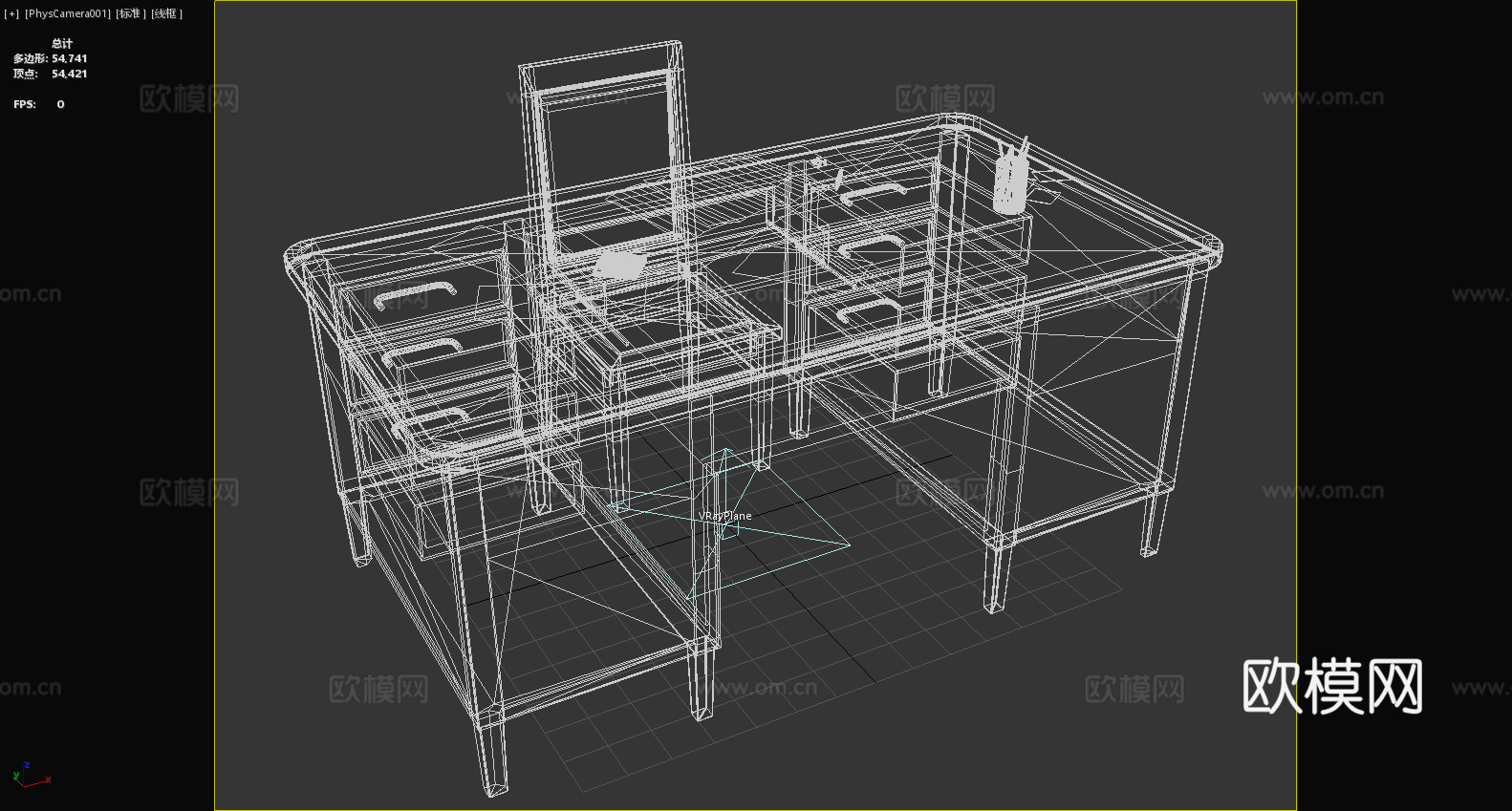 书桌 实木桌 办公桌 复古桌 写字台3d模型下载（渲染图6）