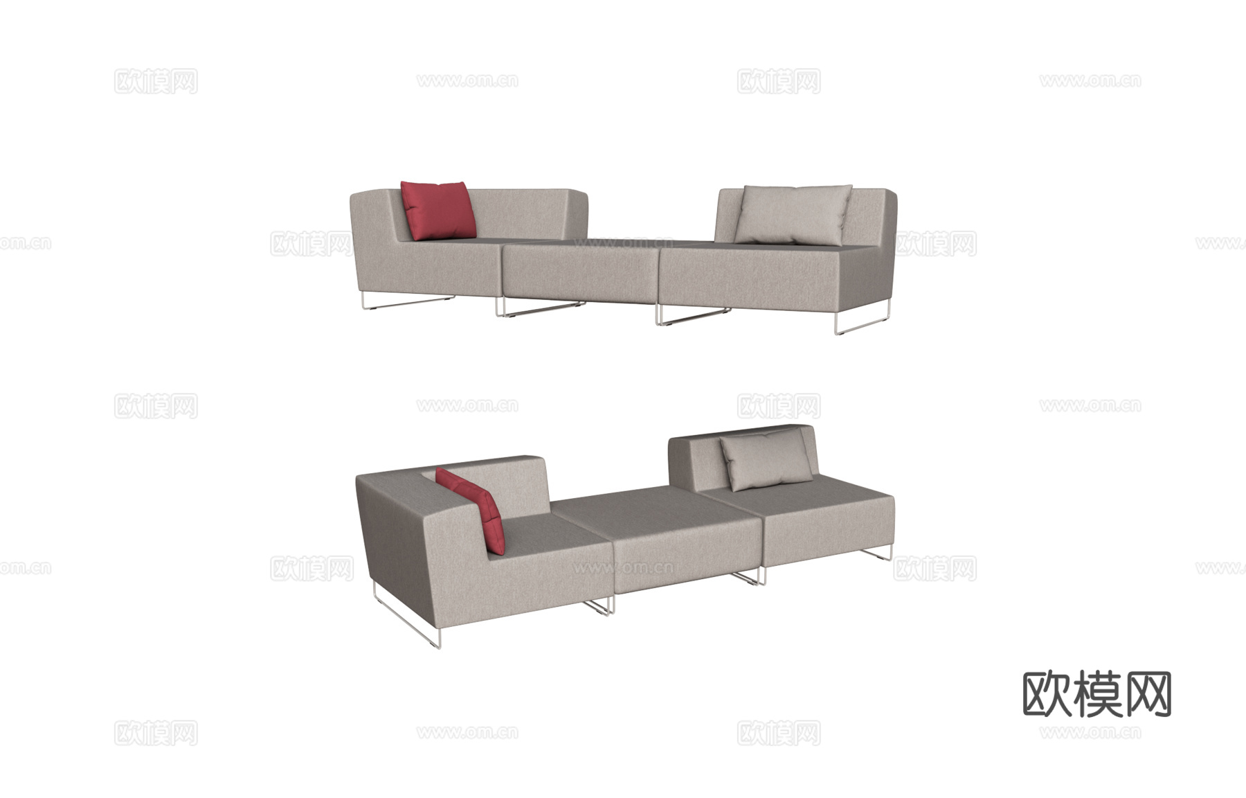 April furniture 三人沙发3d模型下载