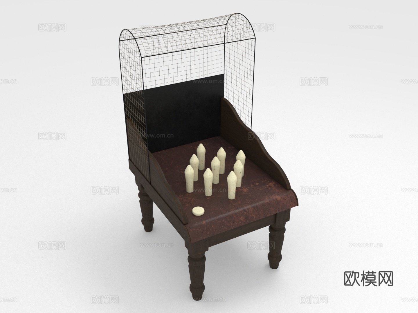 保龄球机 迷你保龄球 桌面游戏 家庭娱乐 室内游戏3d模型下载（渲染图1）