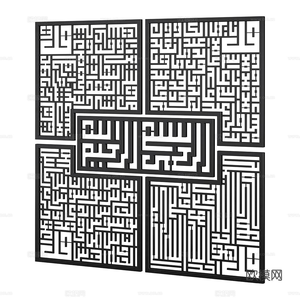 新中式花格雕花3d模型下载（渲染图2）