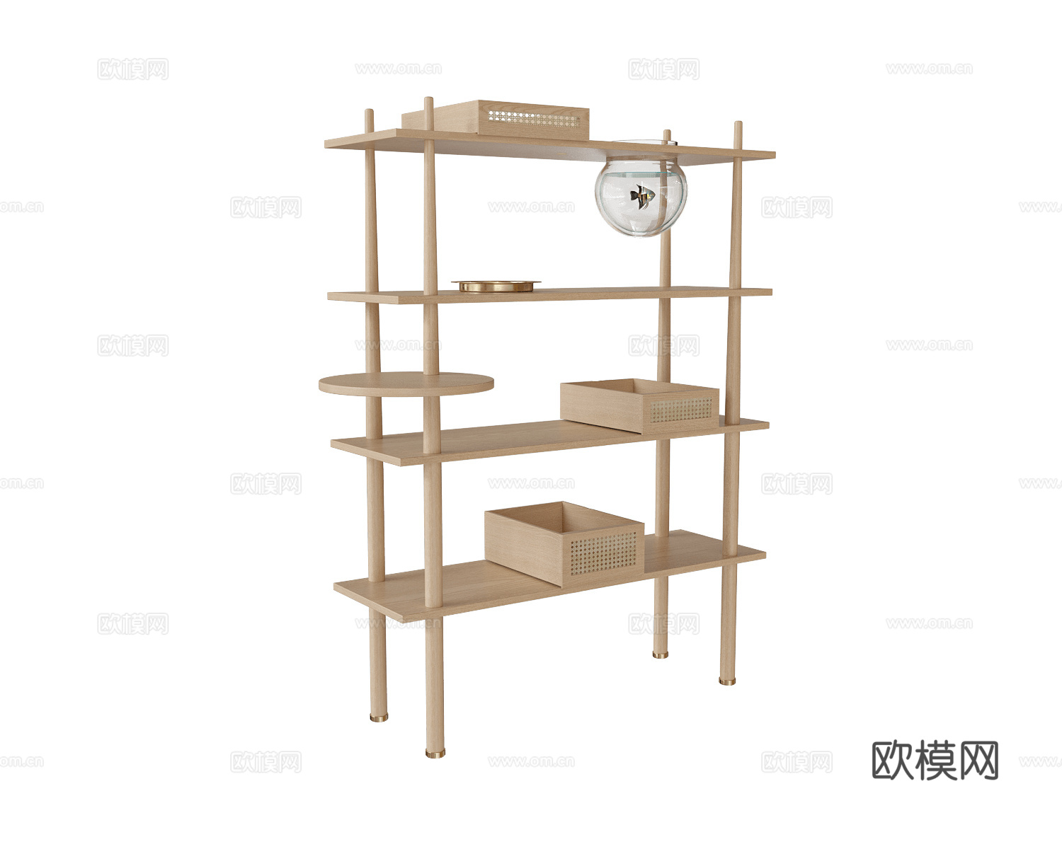 UMAGE 原木风书架3d模型下载