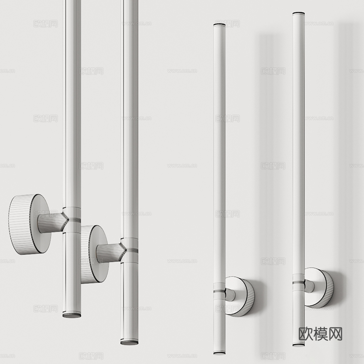 现代轻奢长条金属壁灯3d模型下载（渲染图3）