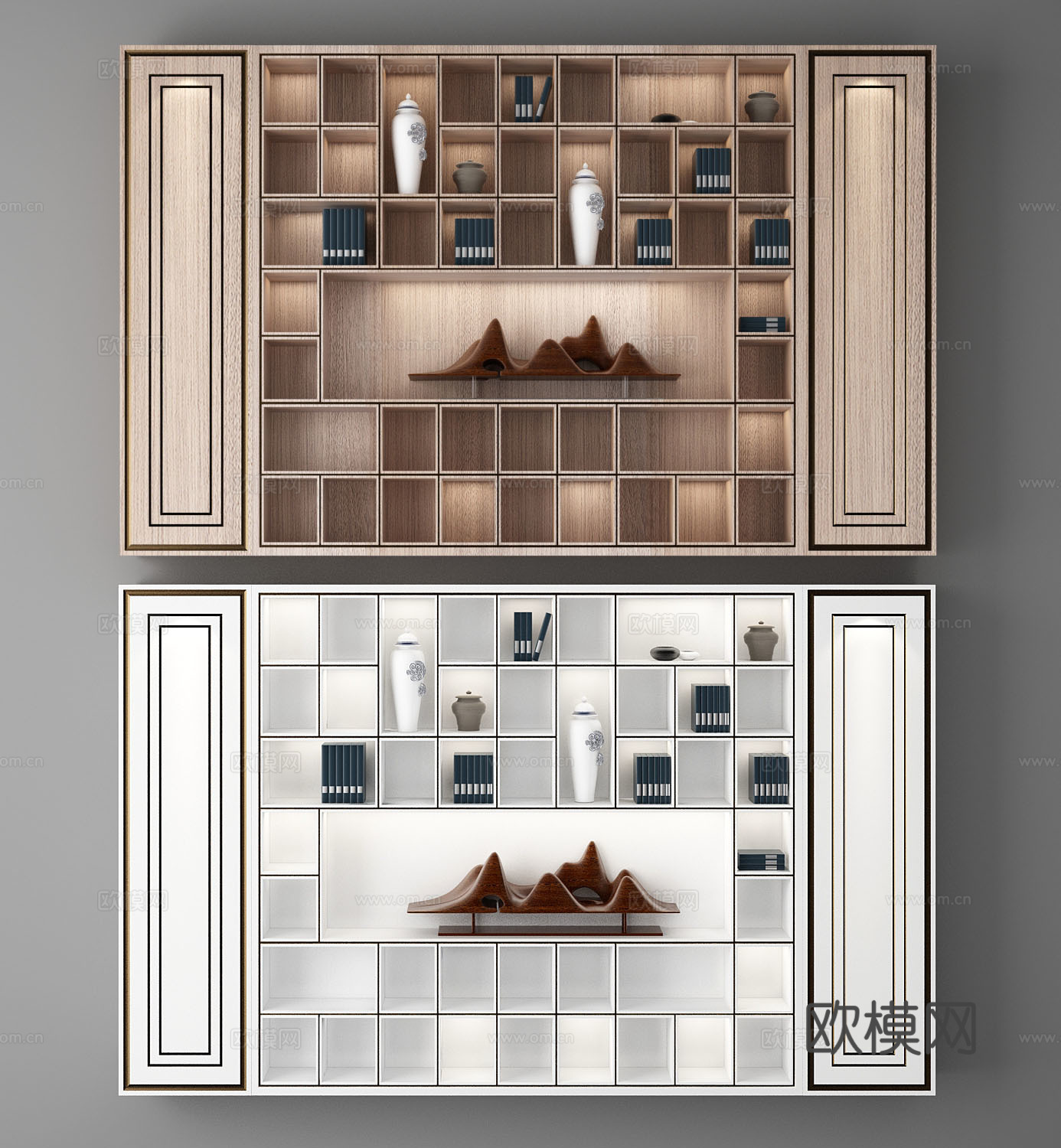 新中式置物架博古架组合3d模型下载
