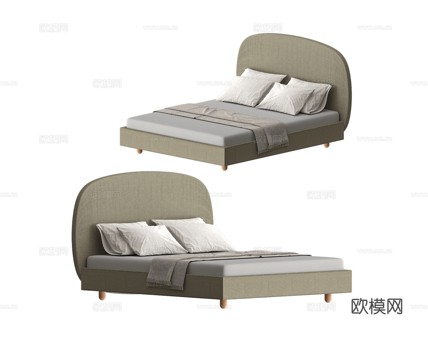WOO 意式双人床3d模型下载