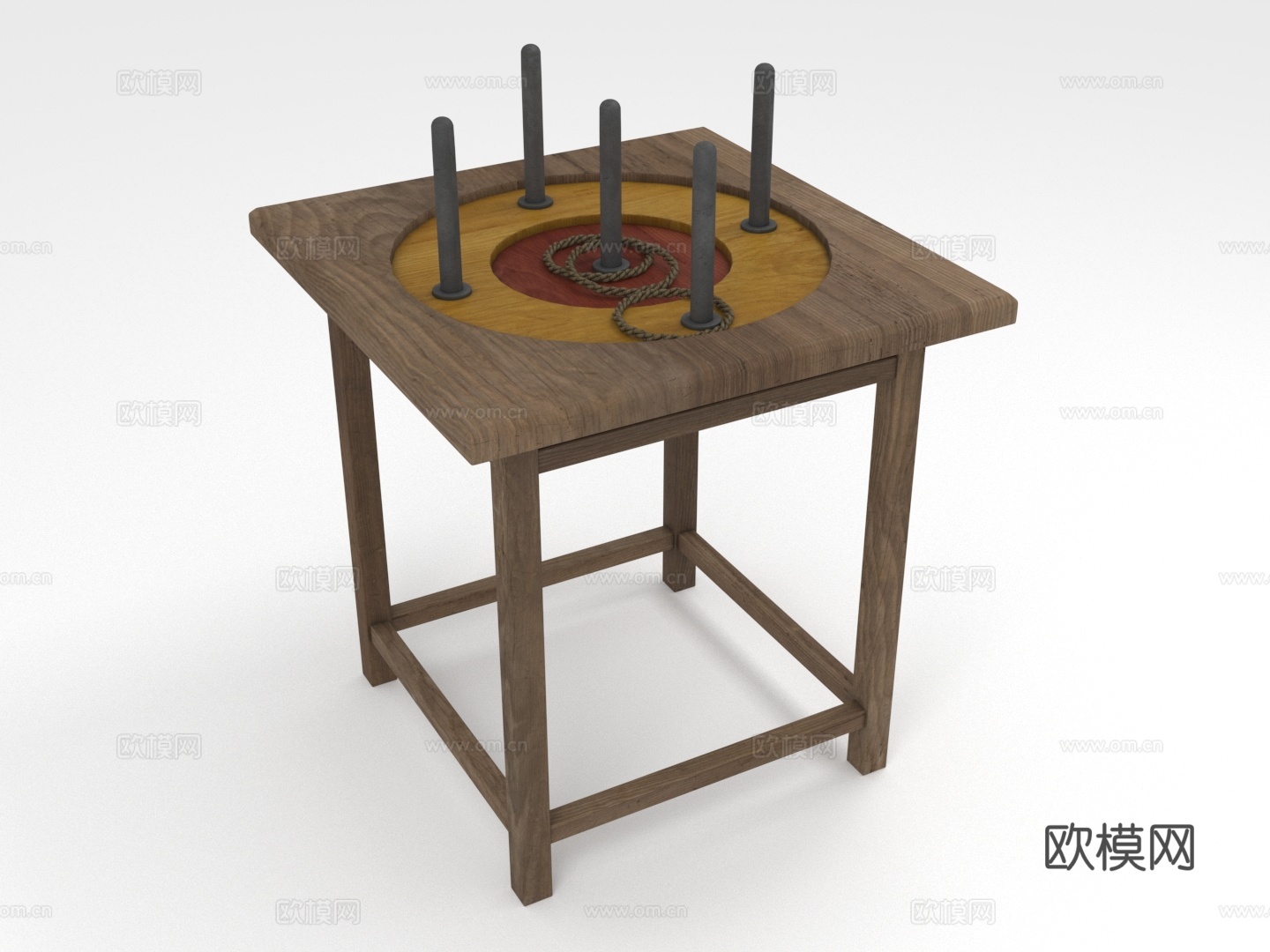 桌面游戏 套圈 装饰桌 多功能桌 手工木桌3d模型下载（渲染图1）