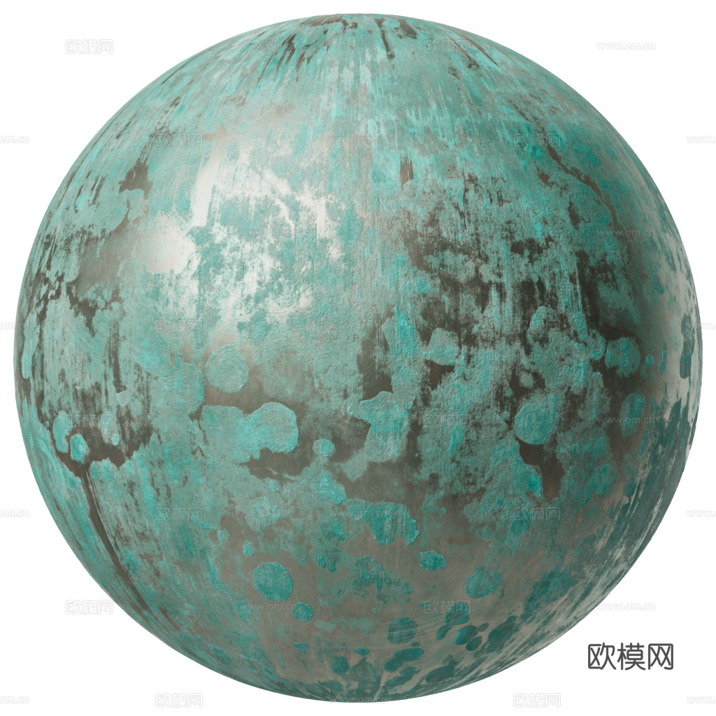 无缝做旧铜锈青铜金属 PBR材质贴图 2k