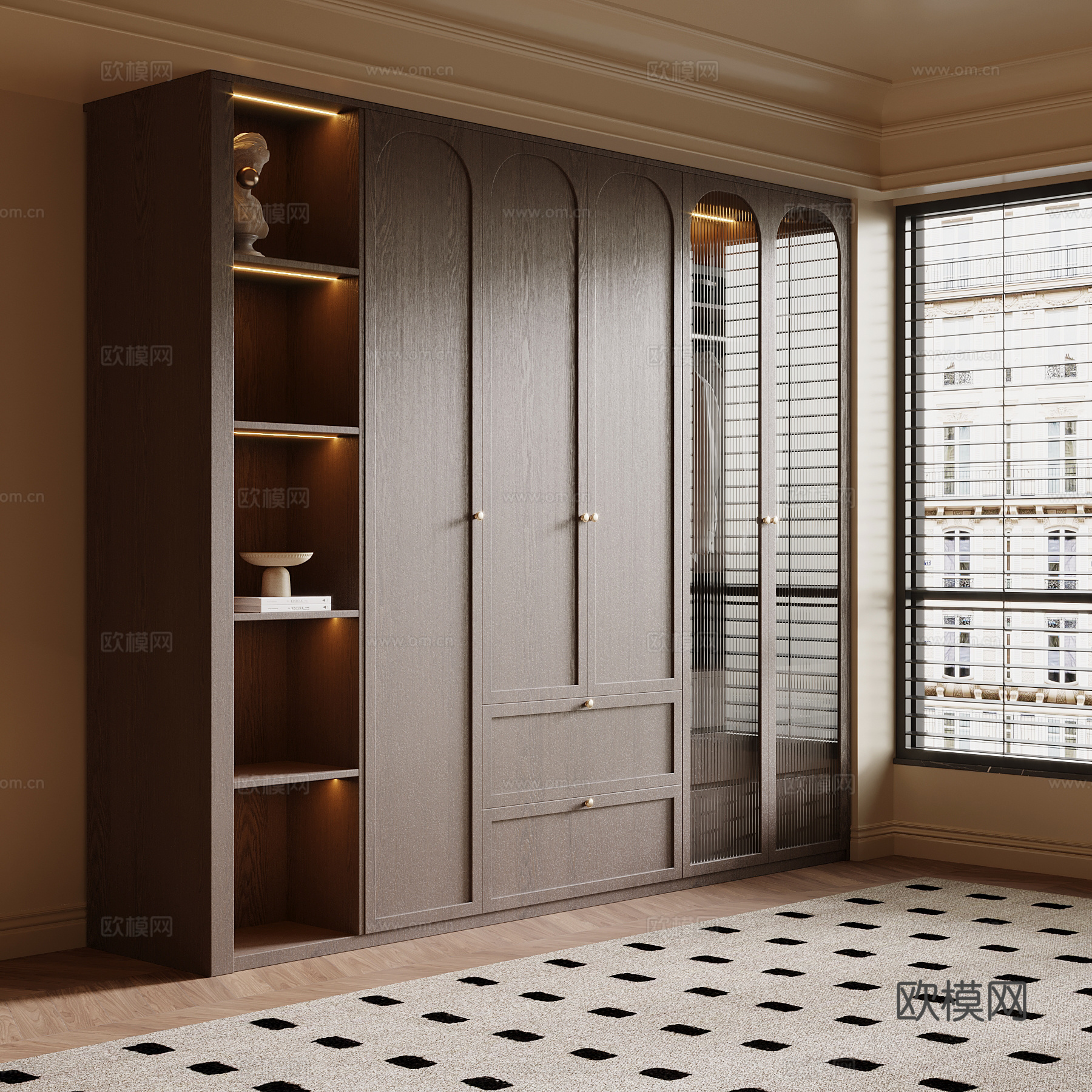 中古风衣柜3d模型下载