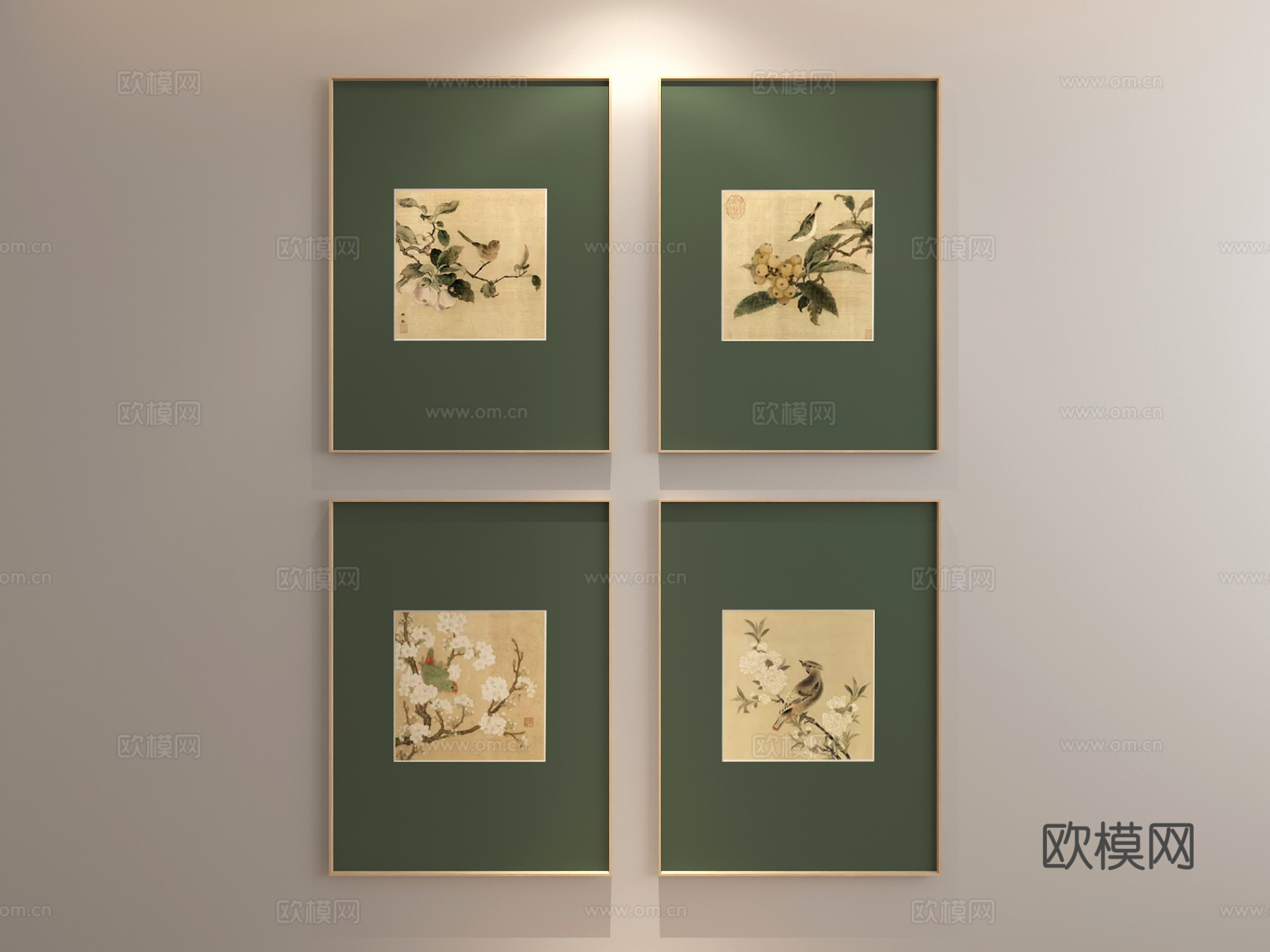 组合画 花鸟组合画 玄关组合画 民宿装饰画su模型