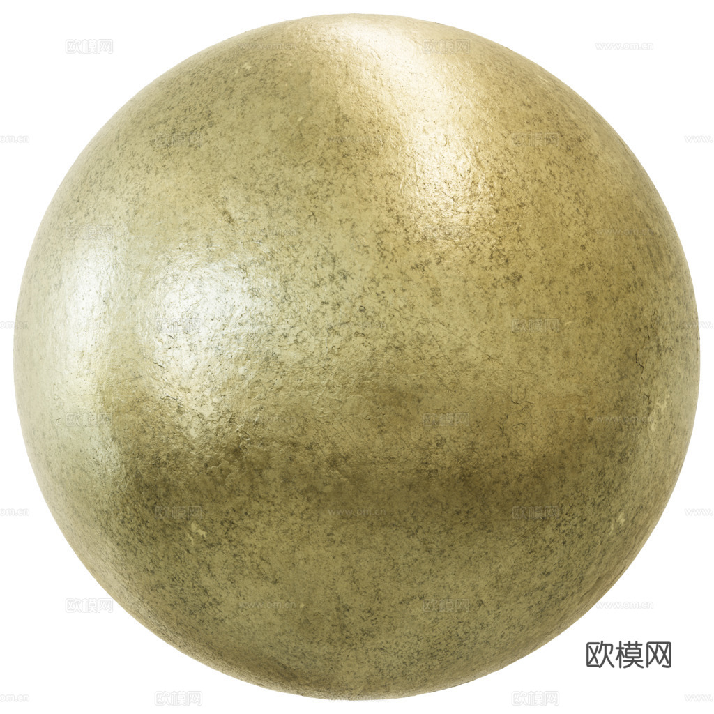 无缝做旧磨砂哑光金属面板金黄色 PBR材质贴图 2k